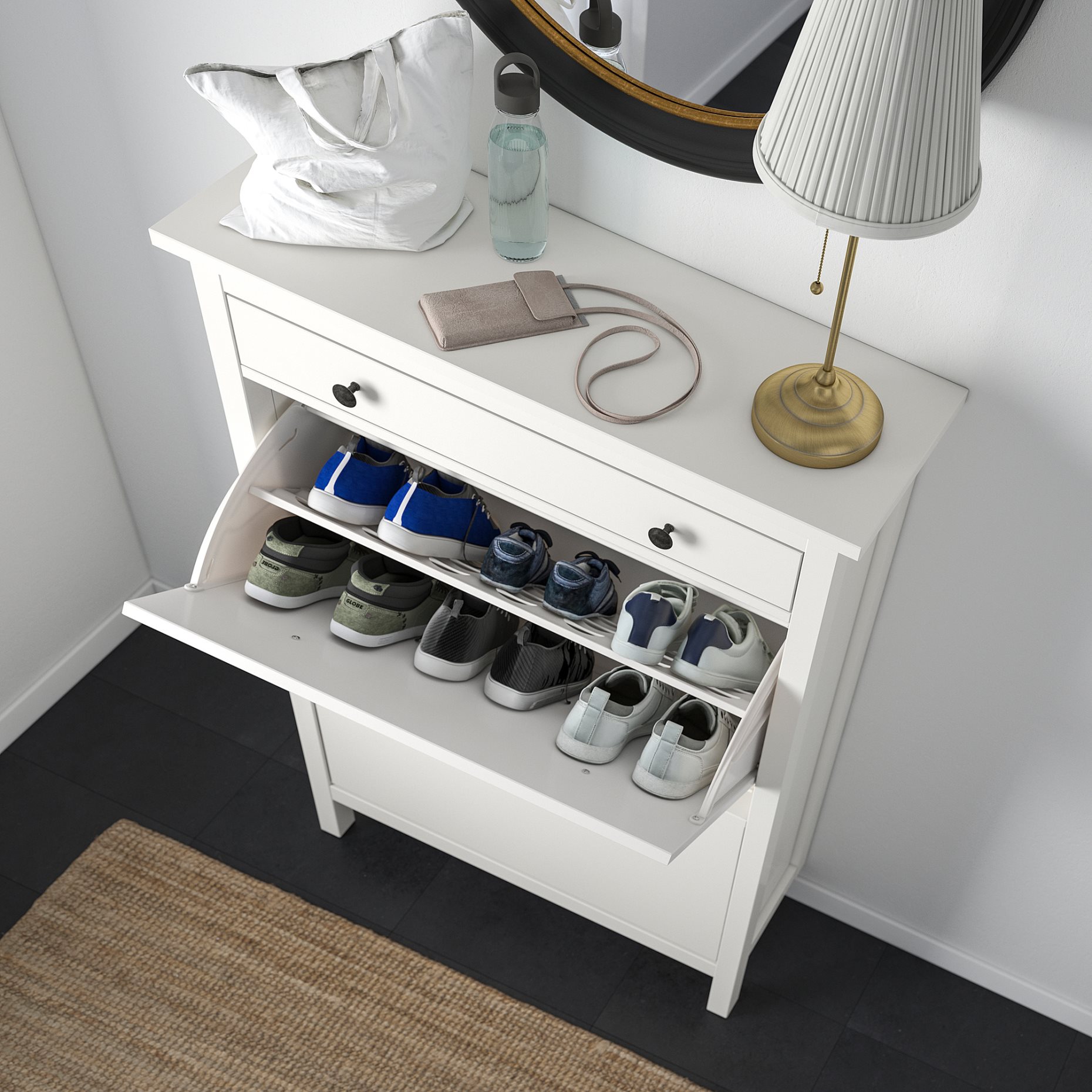 HEMNES, shoe cabinet with 2 compartments, 201.695.59