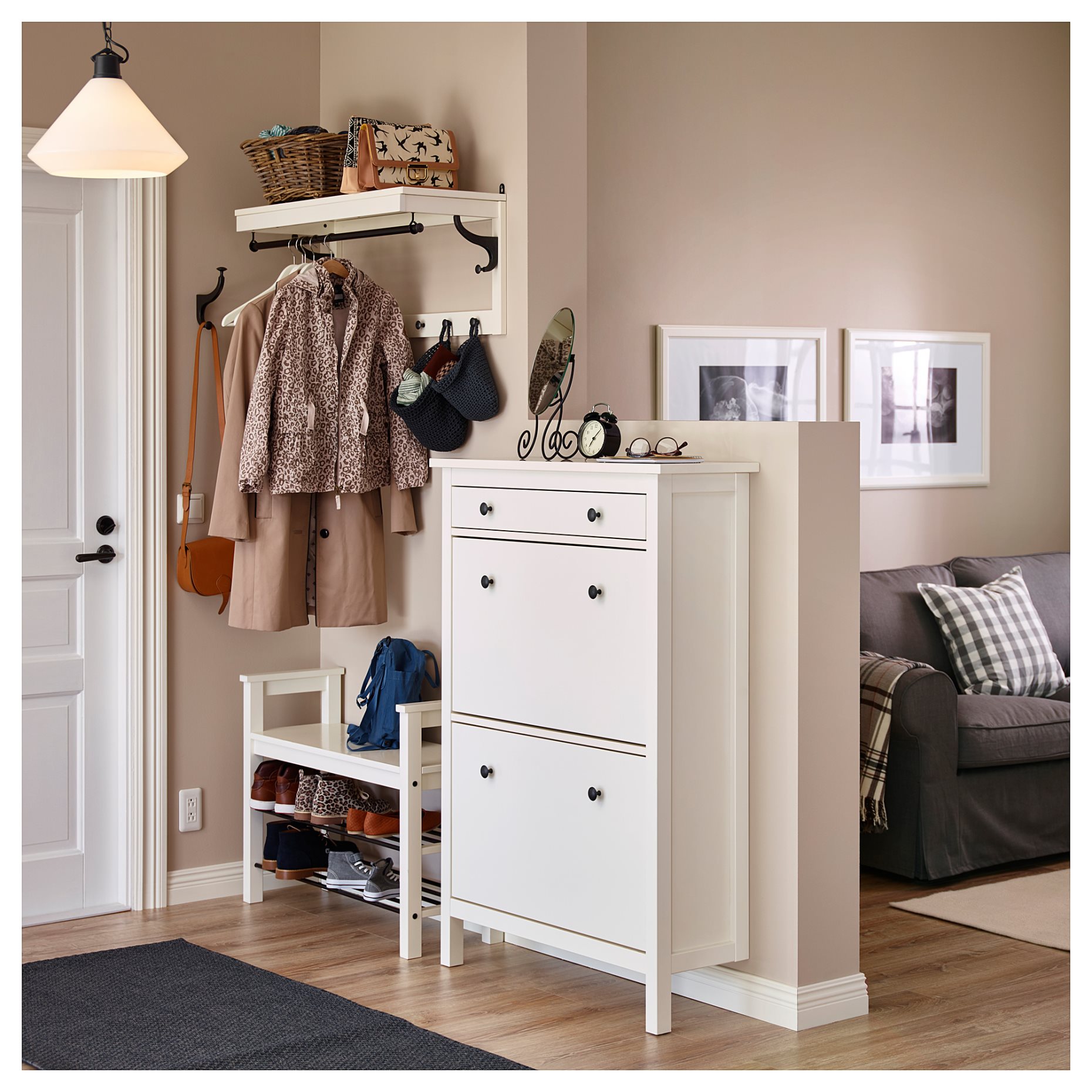 HEMNES, shoe cabinet with 2 compartments, 201.695.59