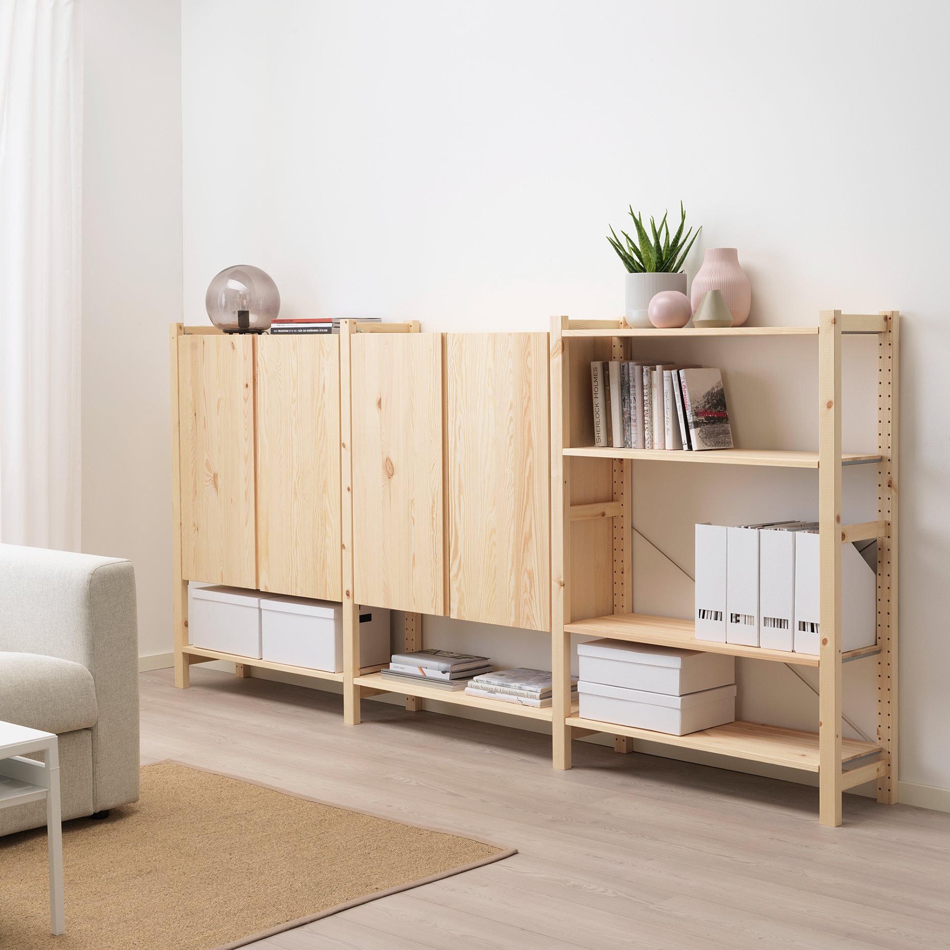 IVAR, 3 sections/shelves/cabinet, 259x30x124 cm, 294.039.49