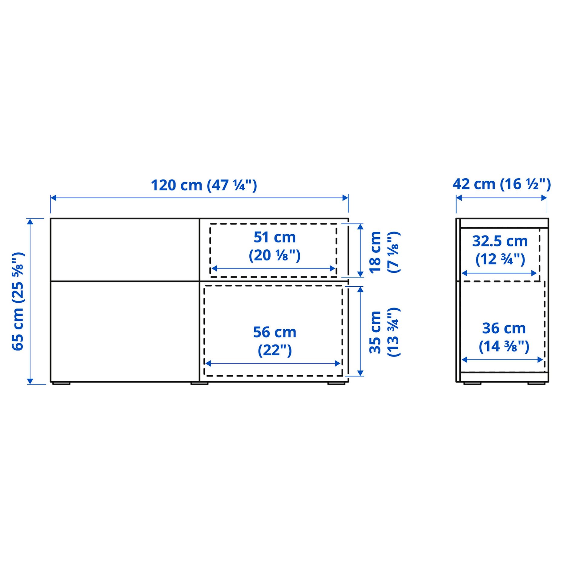 BESTÅ, storage combination with doors/drawers push-open, 120x42x65 cm, 294.126.42