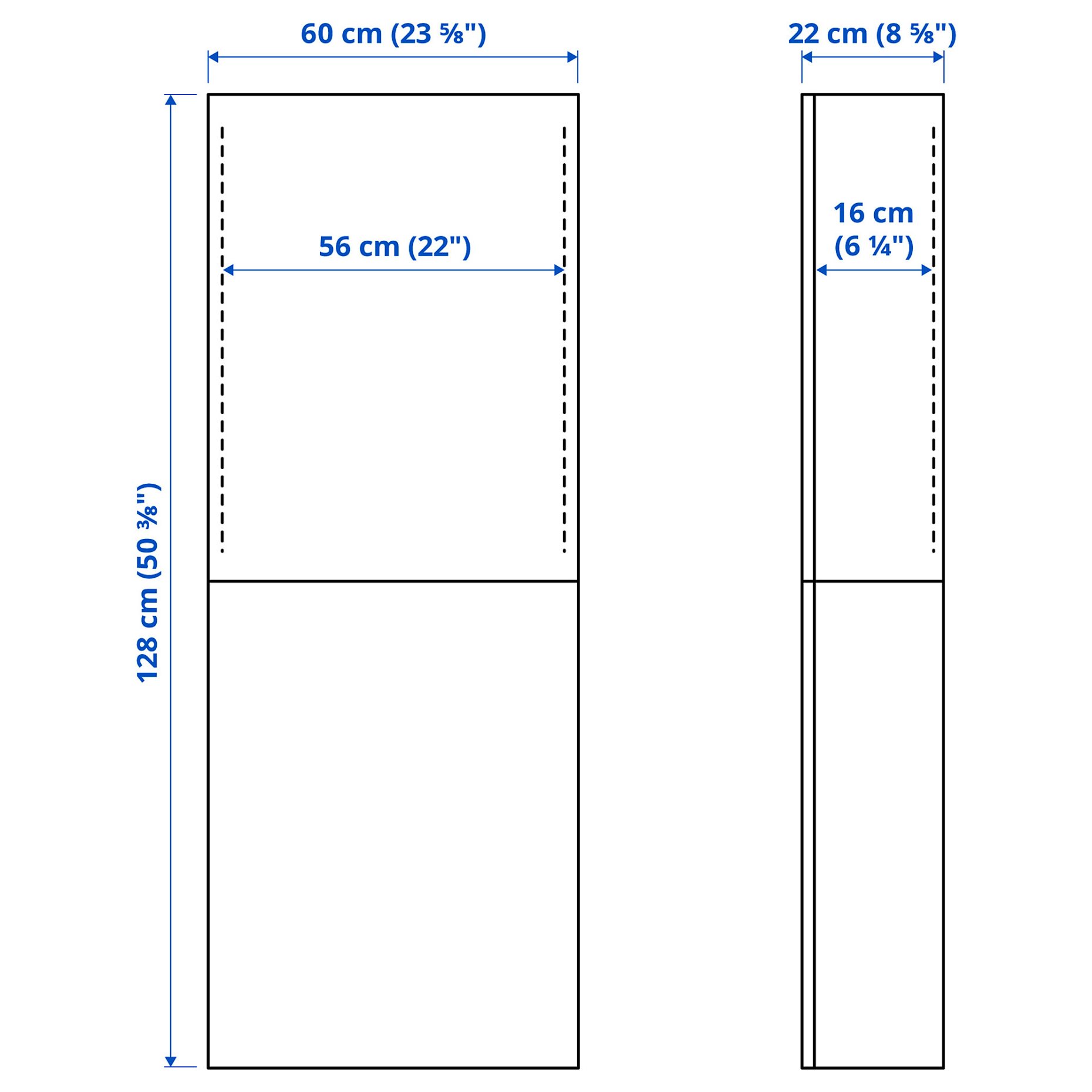 BESTÅ, wall cabinet with 2 doors, 60x22x128 cm, 294.219.72