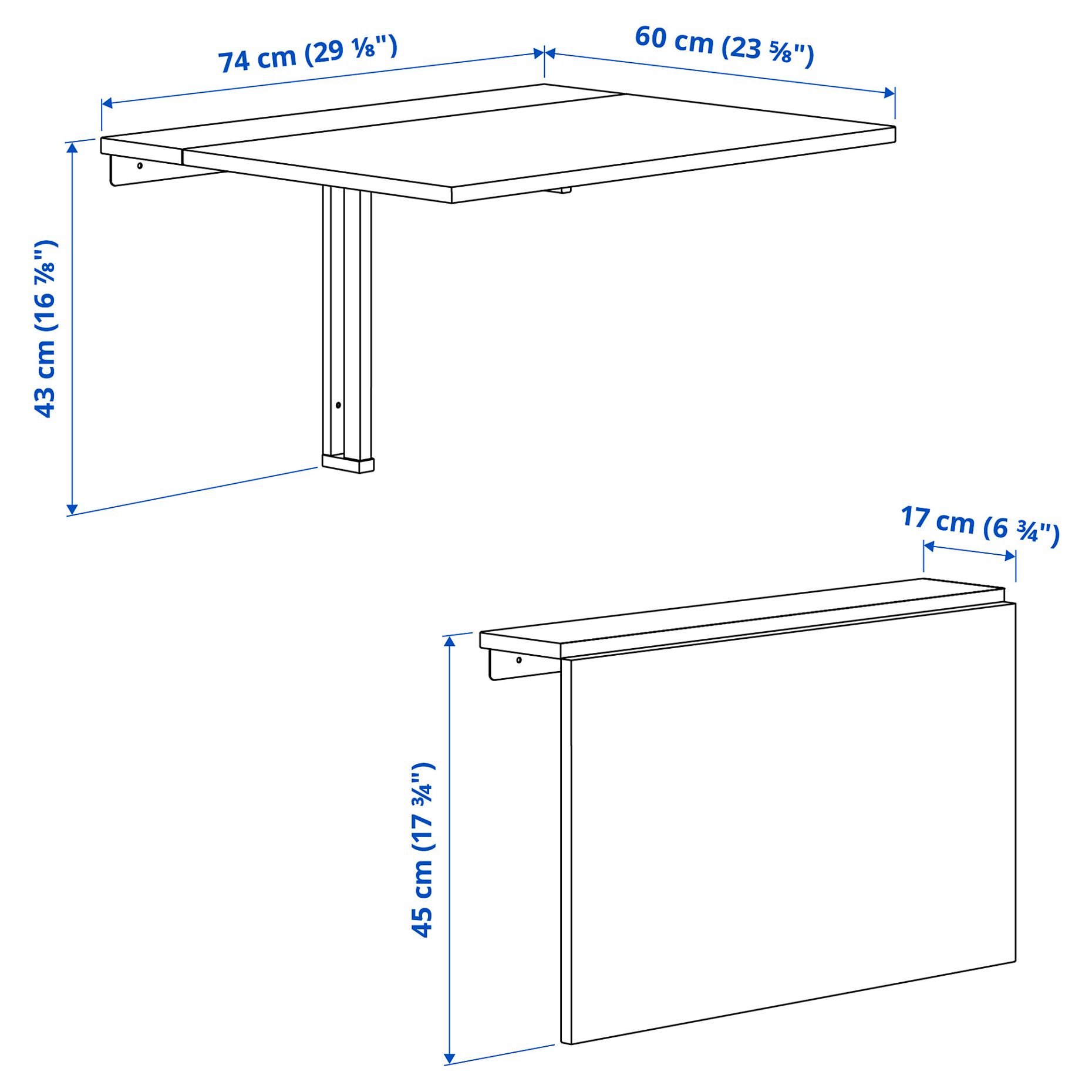 NORBERG, wall-mounted drop-leaf table, 301.805.04