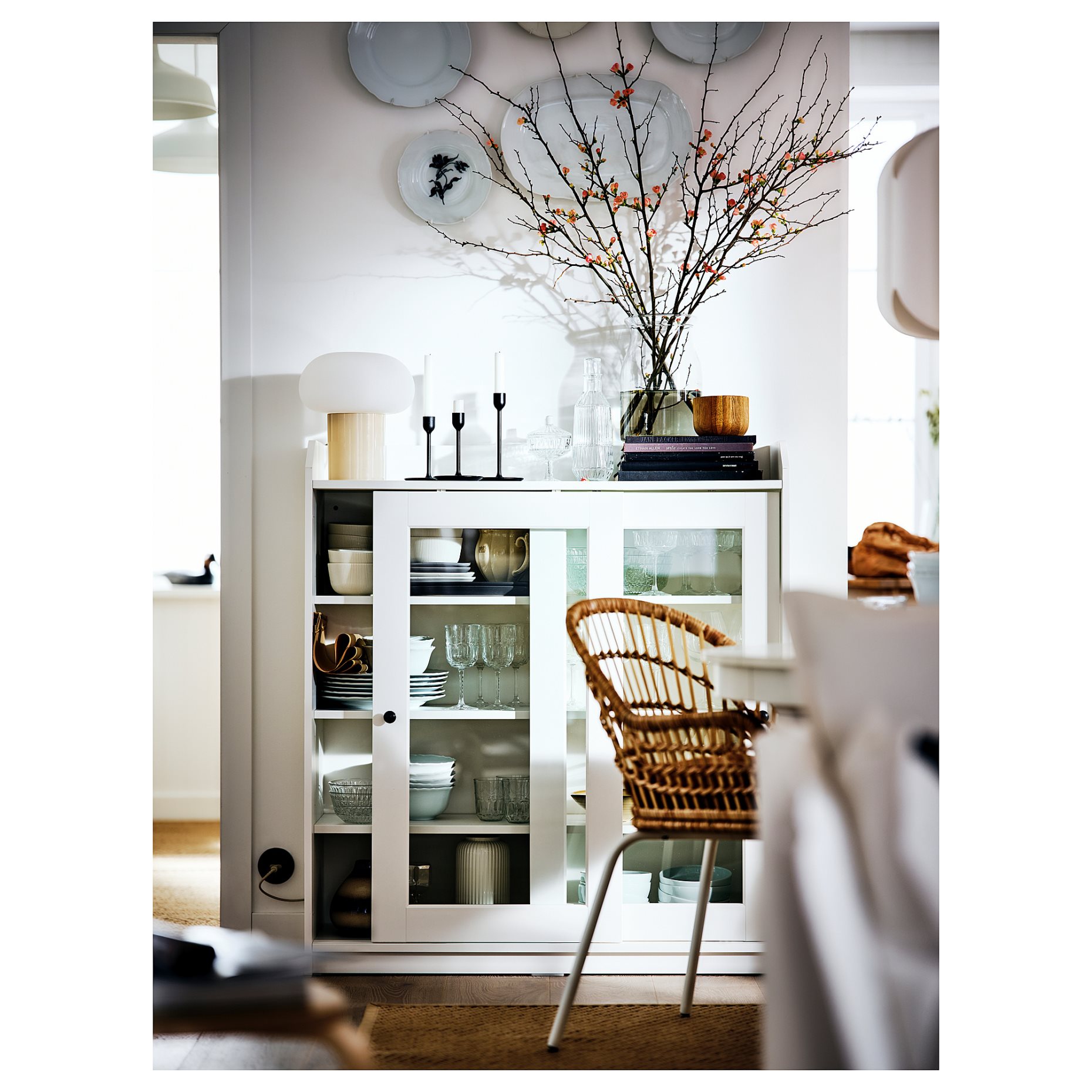 HAUGA, glass-door cabinet, 105x116 cm, 304.150.55