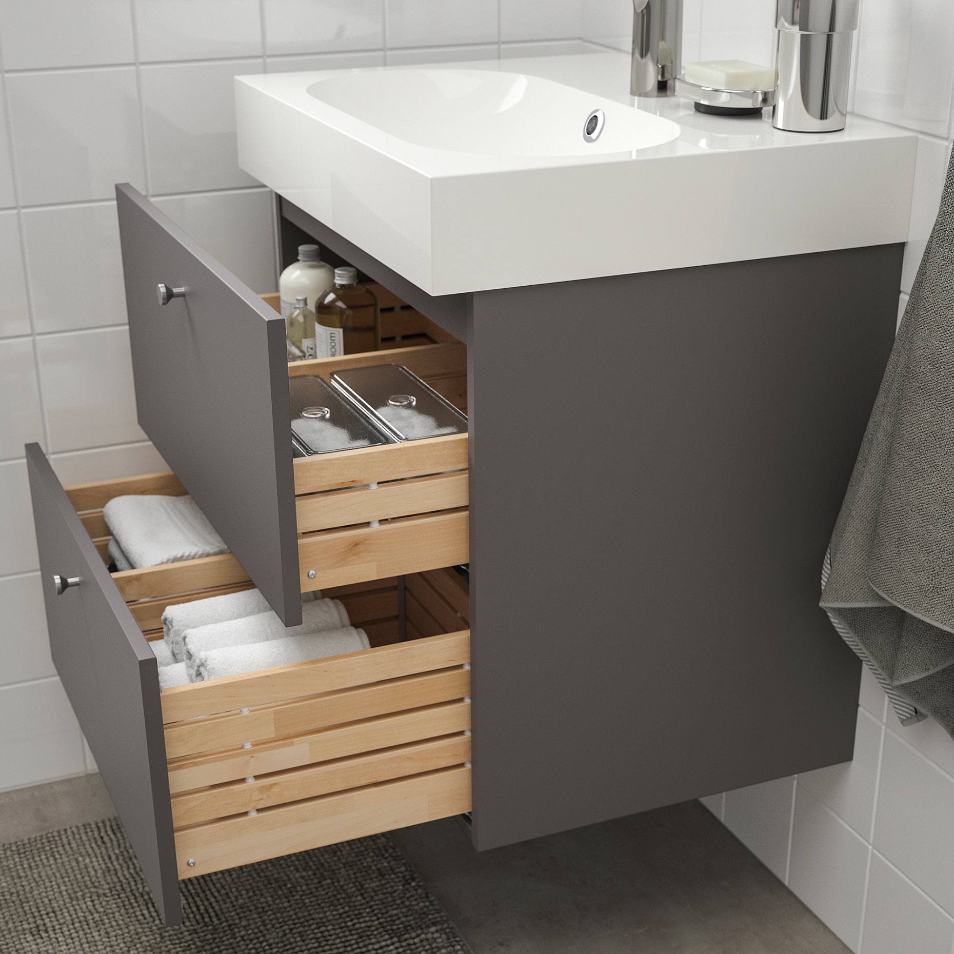 GODMORGON, βάση νιπτήρα με 2 συρτάρια, 60x47x58 cm, 304.812.53