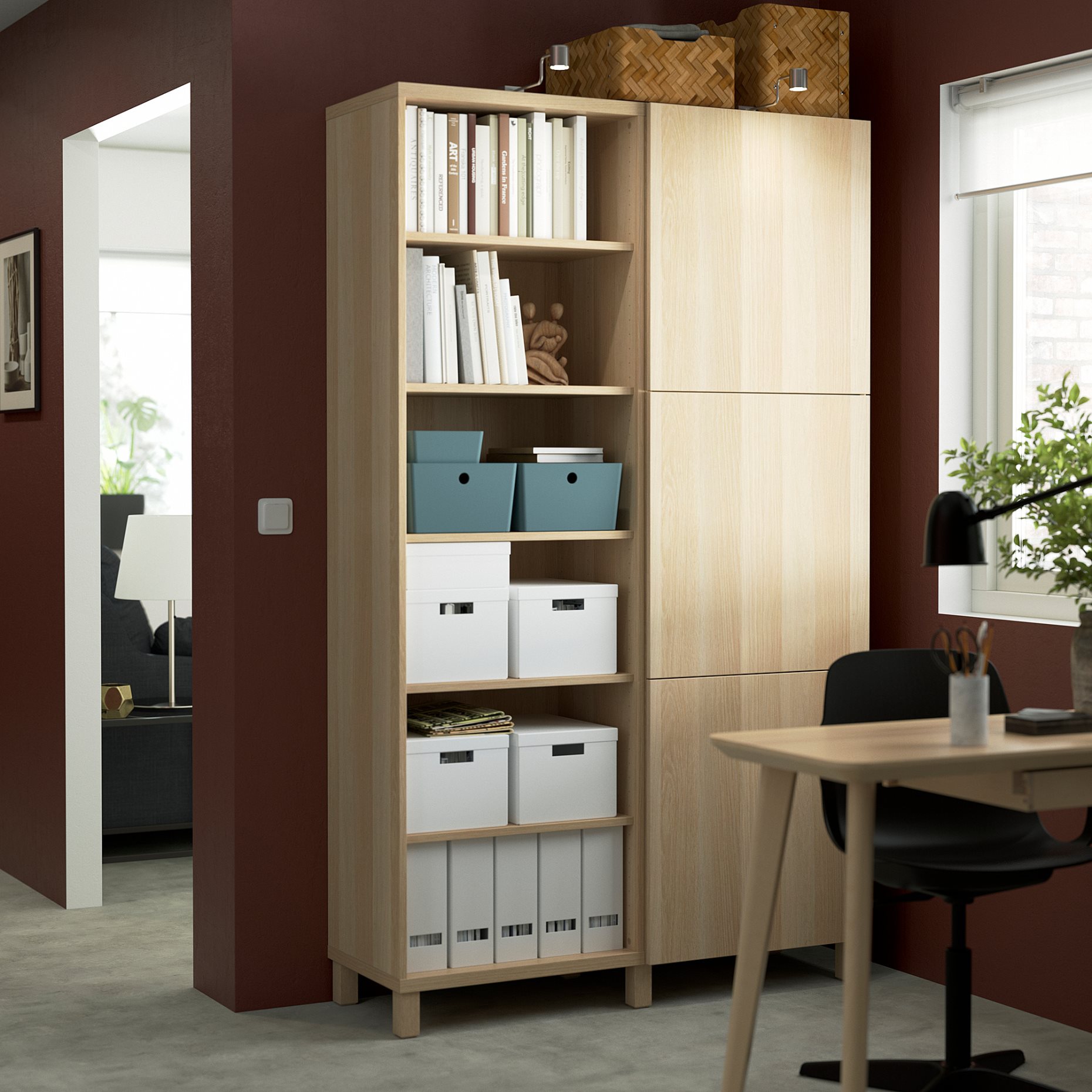 BESTÅ, storage combination with doors, 120x42x202 cm, 393.017.71