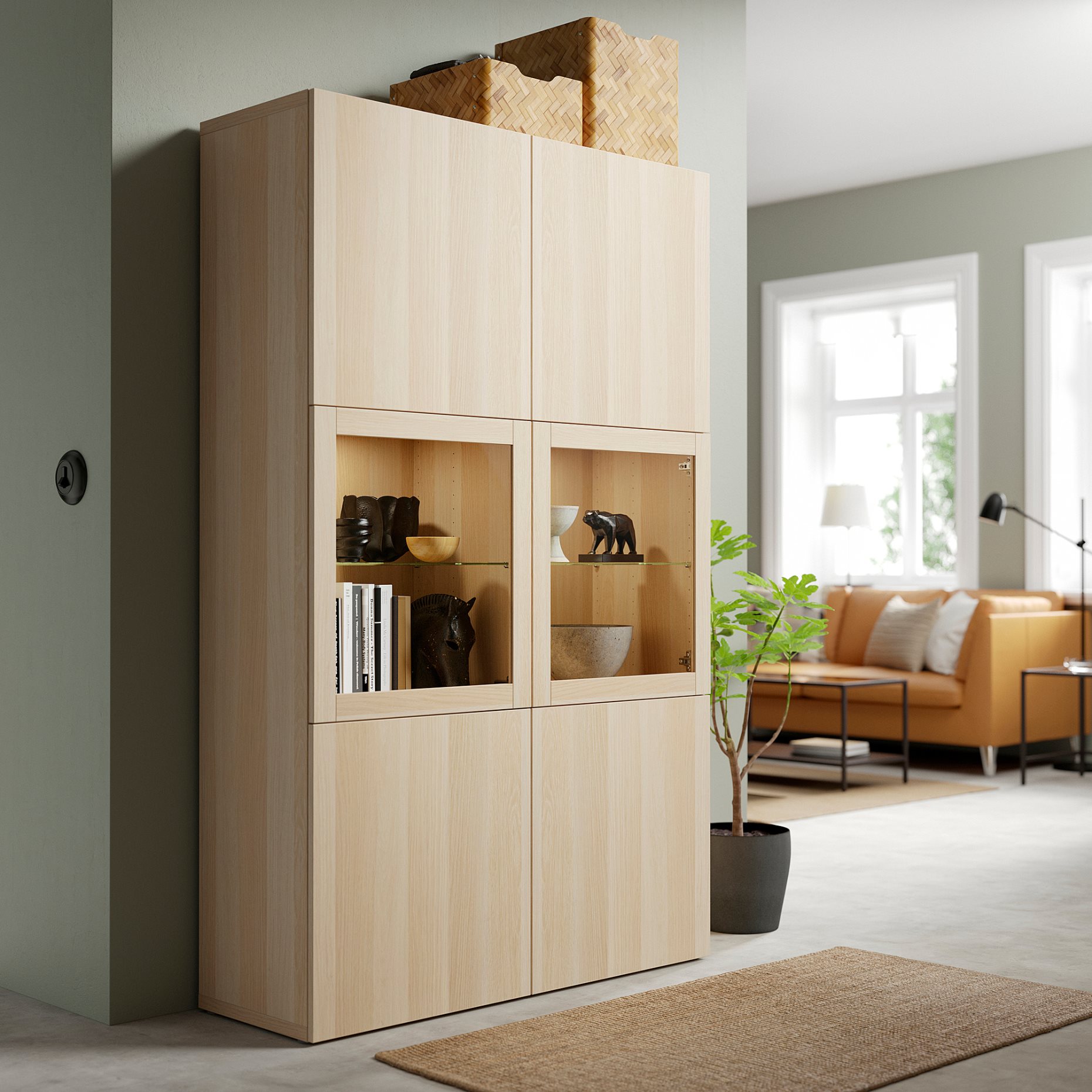 BESTÅ, storage combination w glass doors,, 120x42x193 cm, 490.898.16