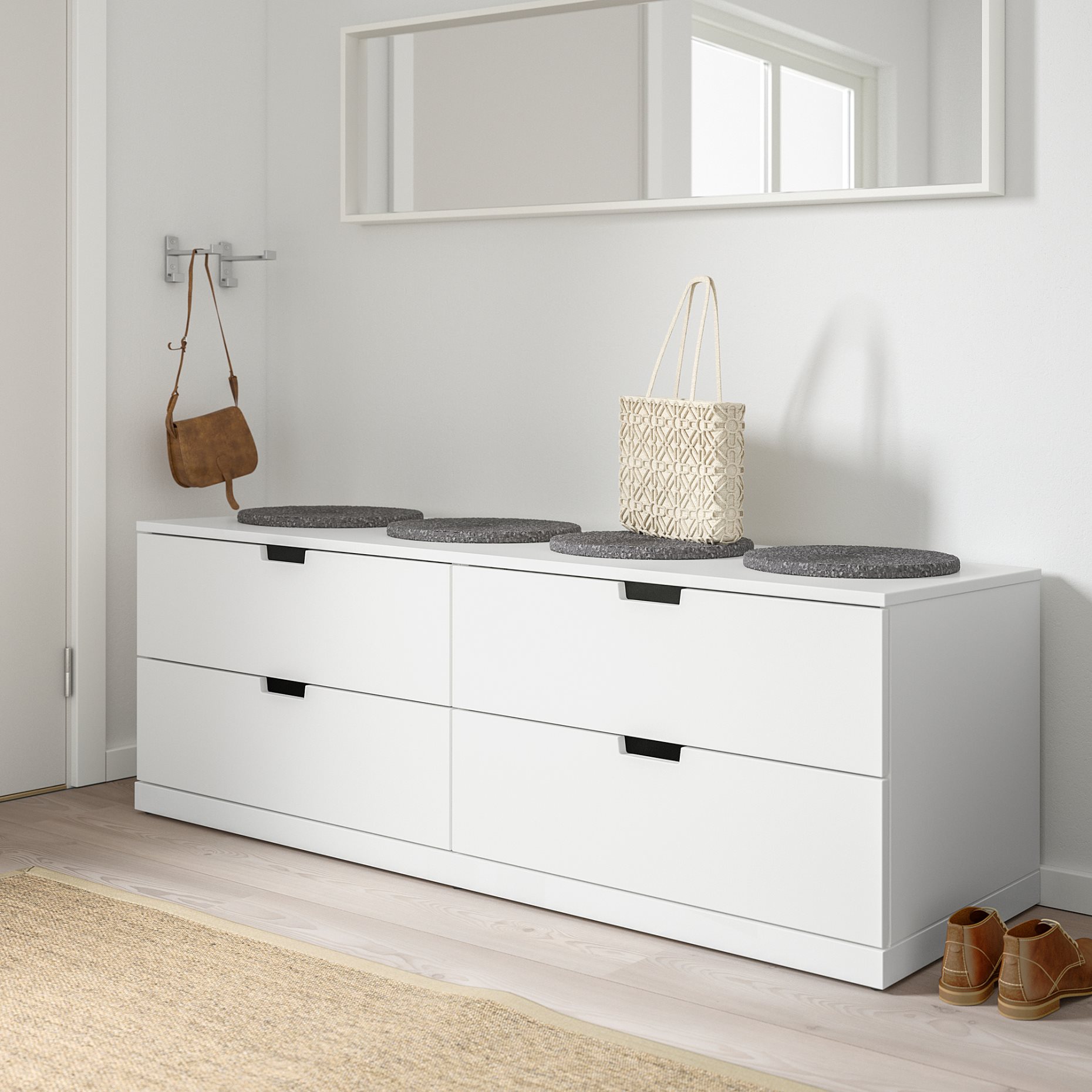 NORDLI, chest of 4 drawers, 160x54 cm, 492.394.96