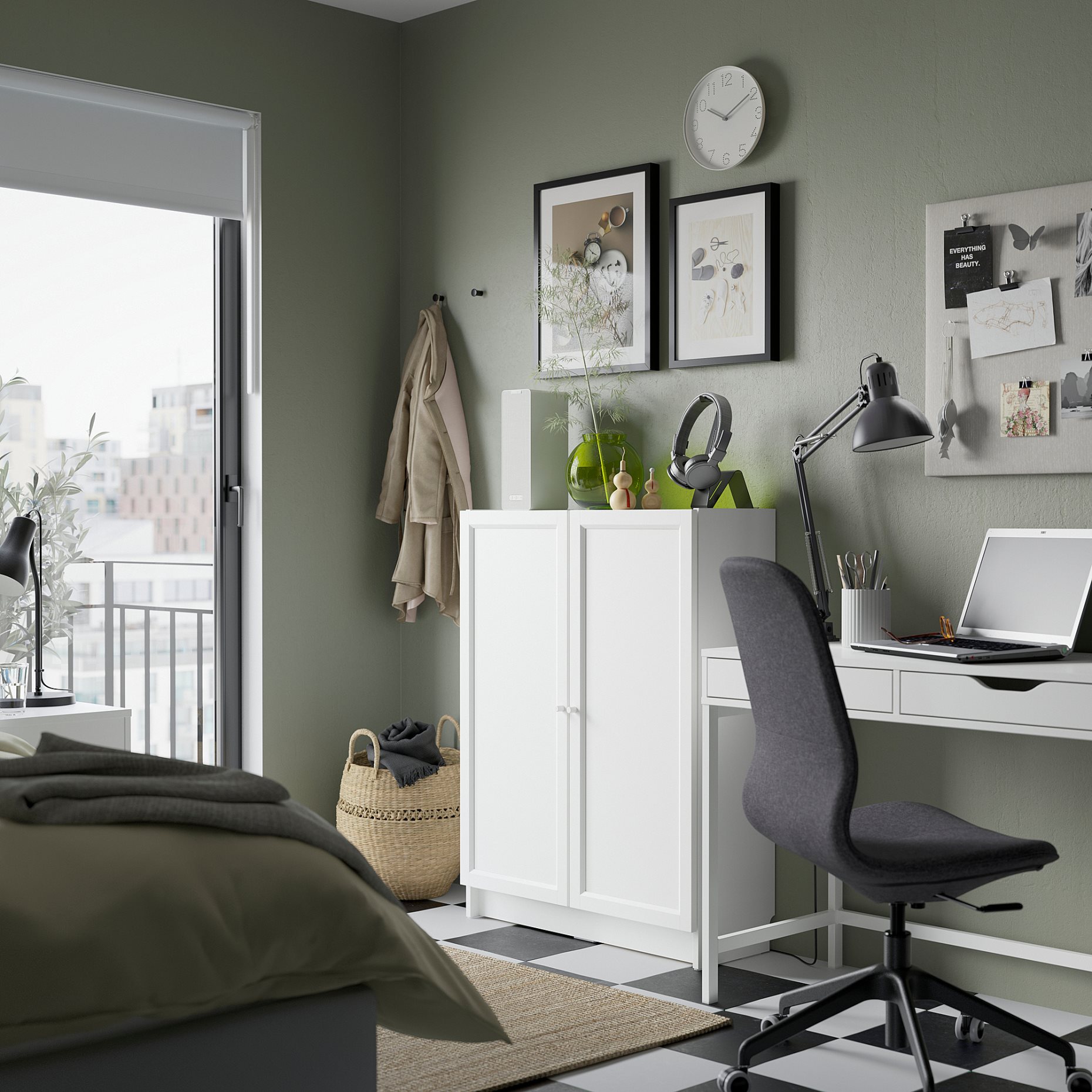 BILLY/OXBERG, bookcase with doors, 80x30x106, 492.800.42