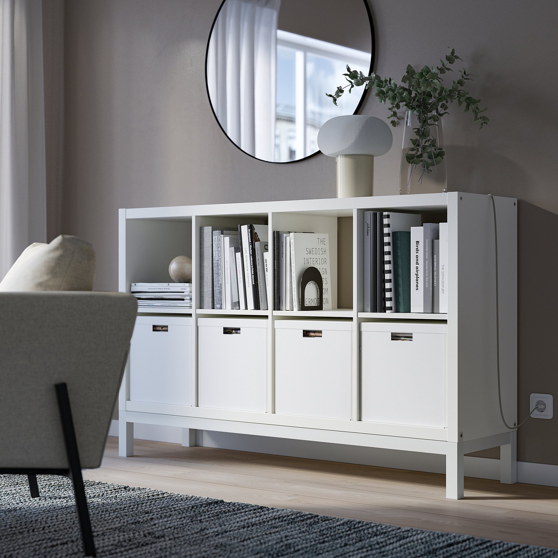 KALLAX, shelving unit with underframe, 147x94 cm, 494.426.76