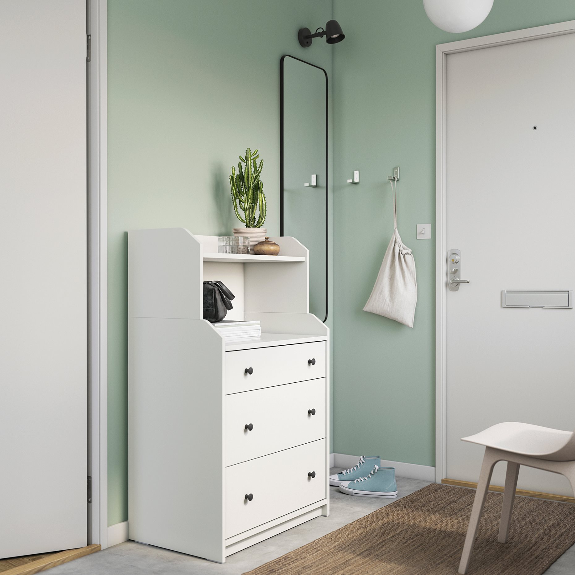 HAUGA, chest of 3 drawers with shelf,70x116 cm, 504.026.41