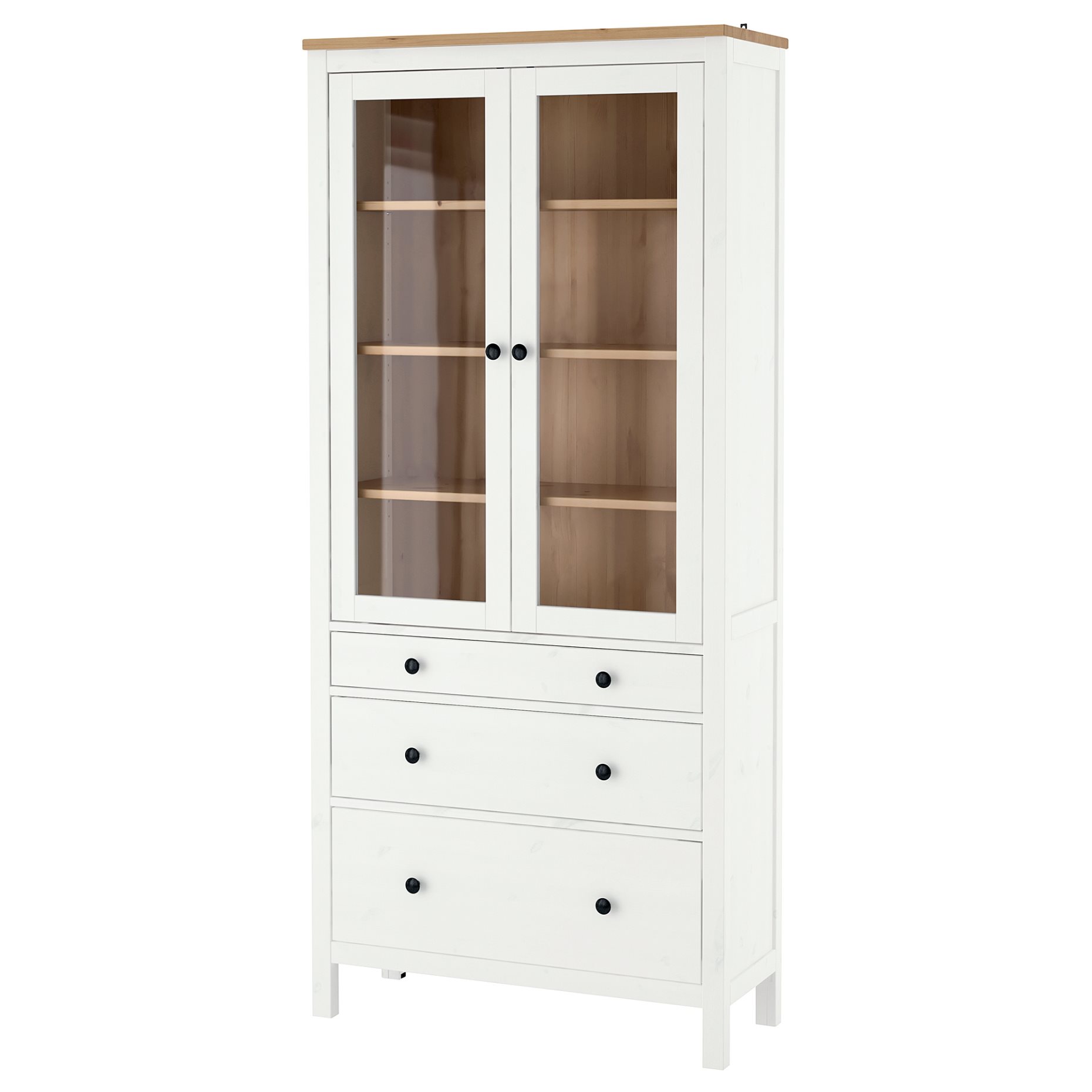 HEMNES, ντουλάπι 3 συρτάρια, γυάλινη πόρτα, 504.135.07