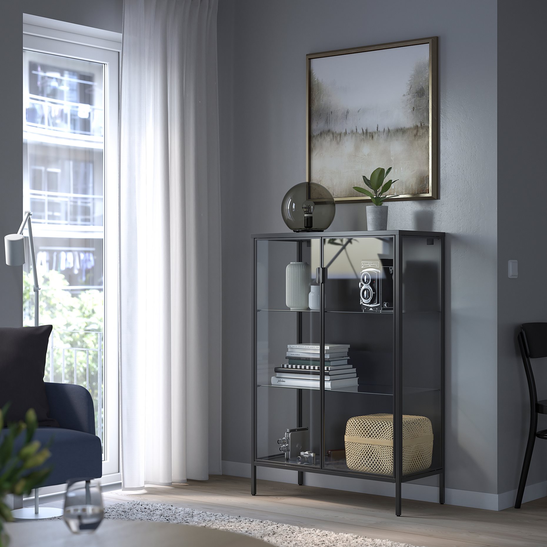 RUDSTA, glass-door cabinet, 80x37x120 cm, 504.501.37