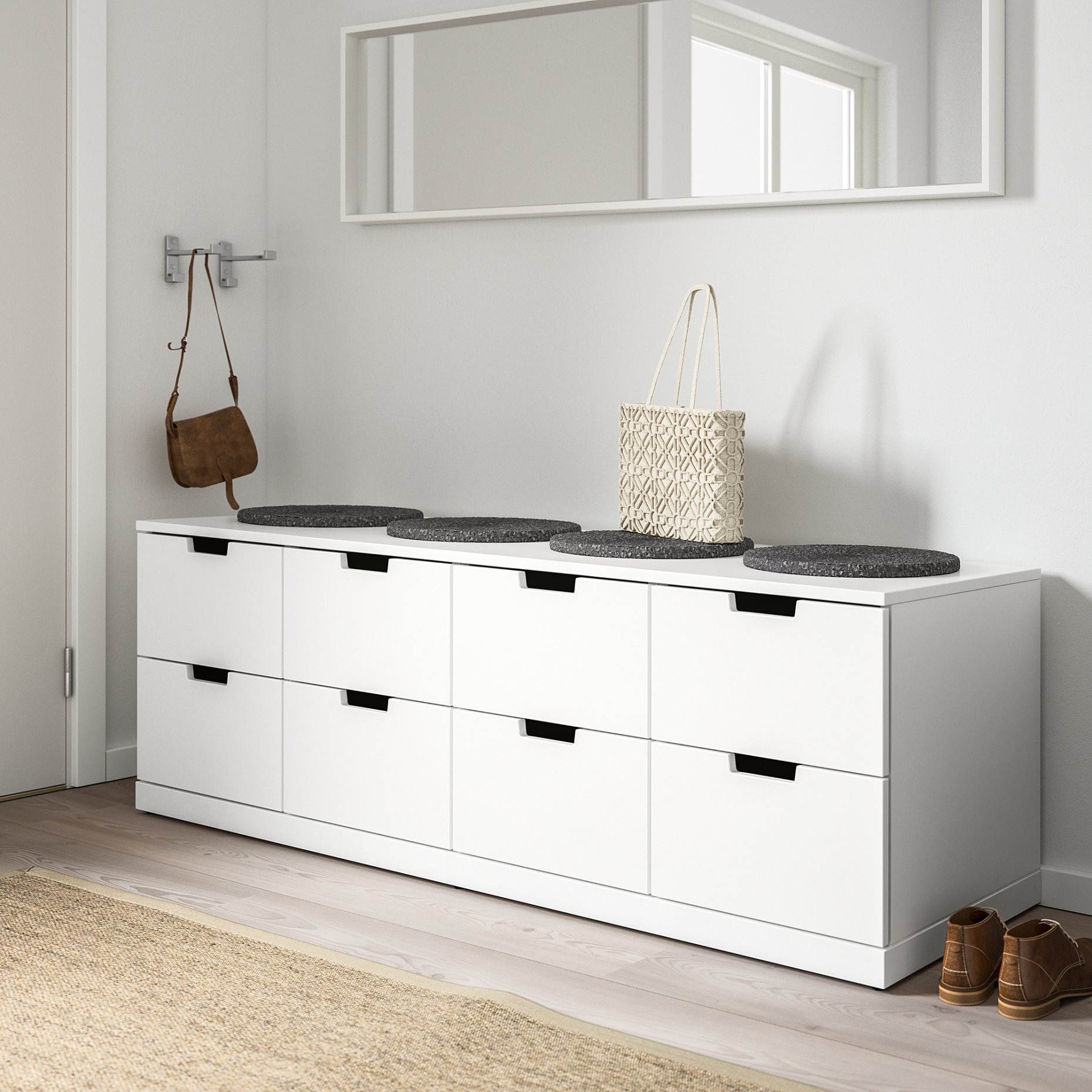 NORDLI, chest of 8 drawers, 160x54 cm, 592.395.04
