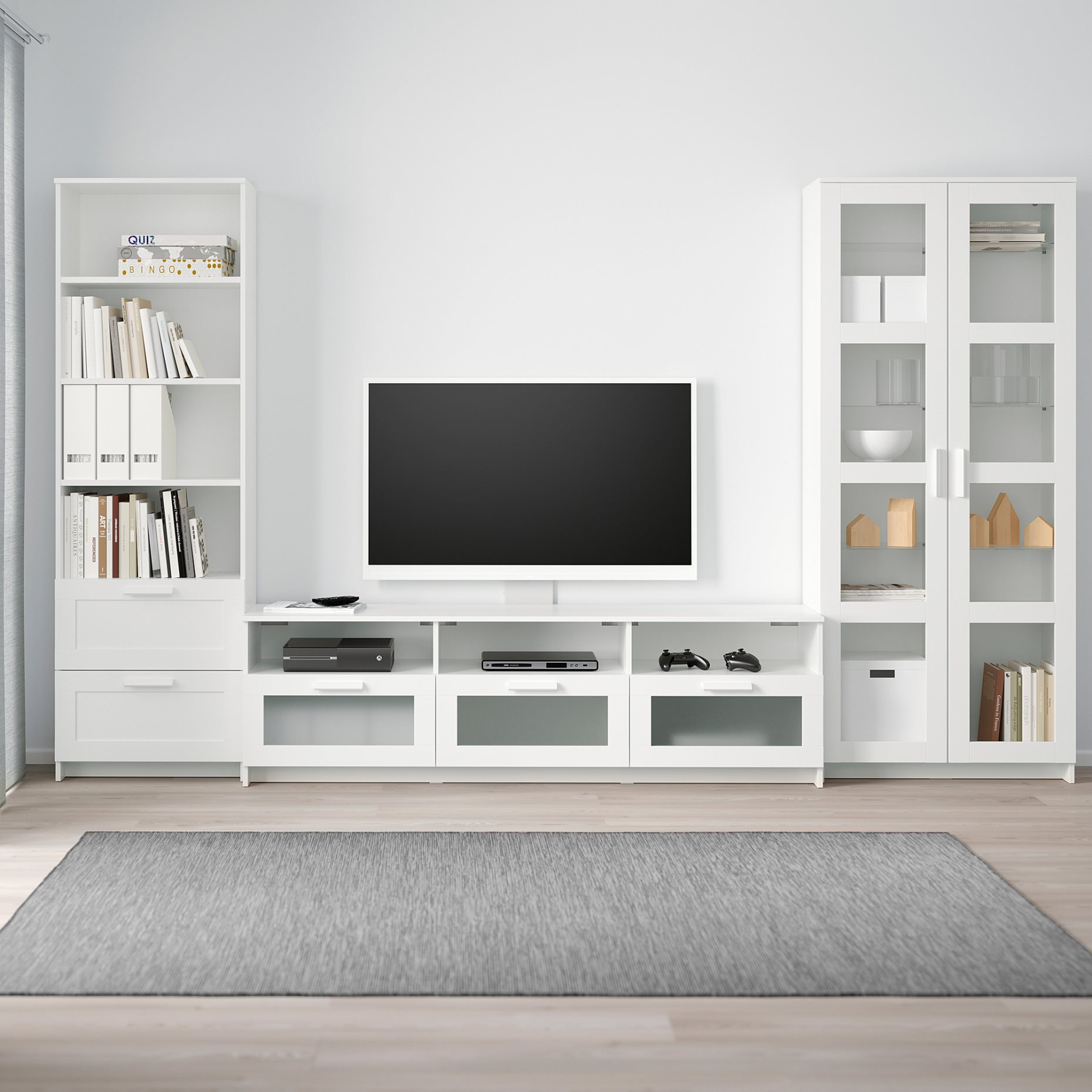 BRIMNES, TV storage combination/glass doors, 592.782.32
