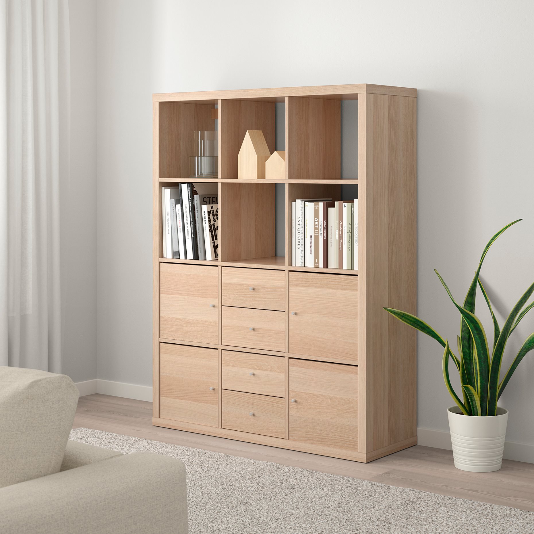KALLAX, shelving unit with 6 inserts, 592.782.65