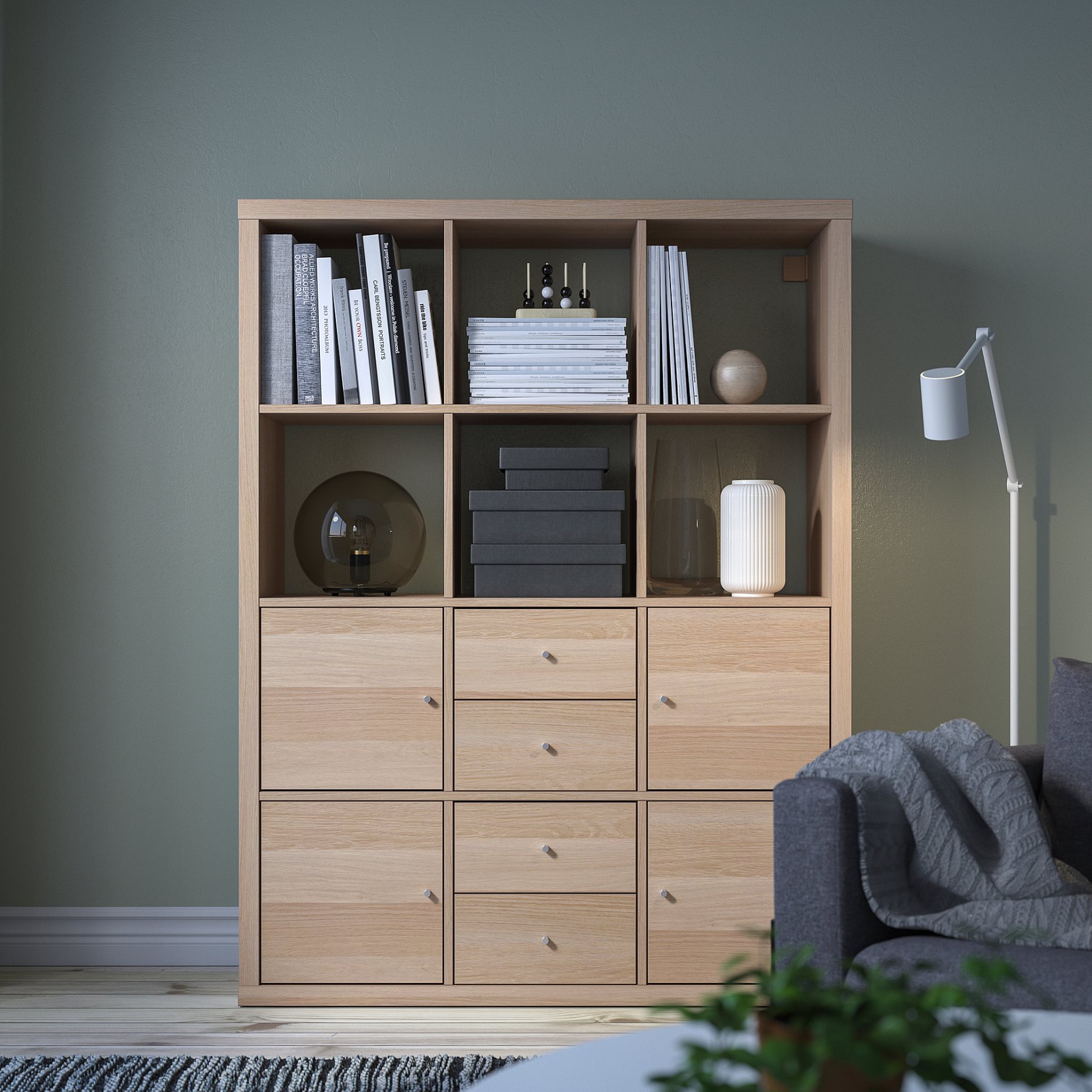 KALLAX, shelving unit with 6 inserts, 592.782.65