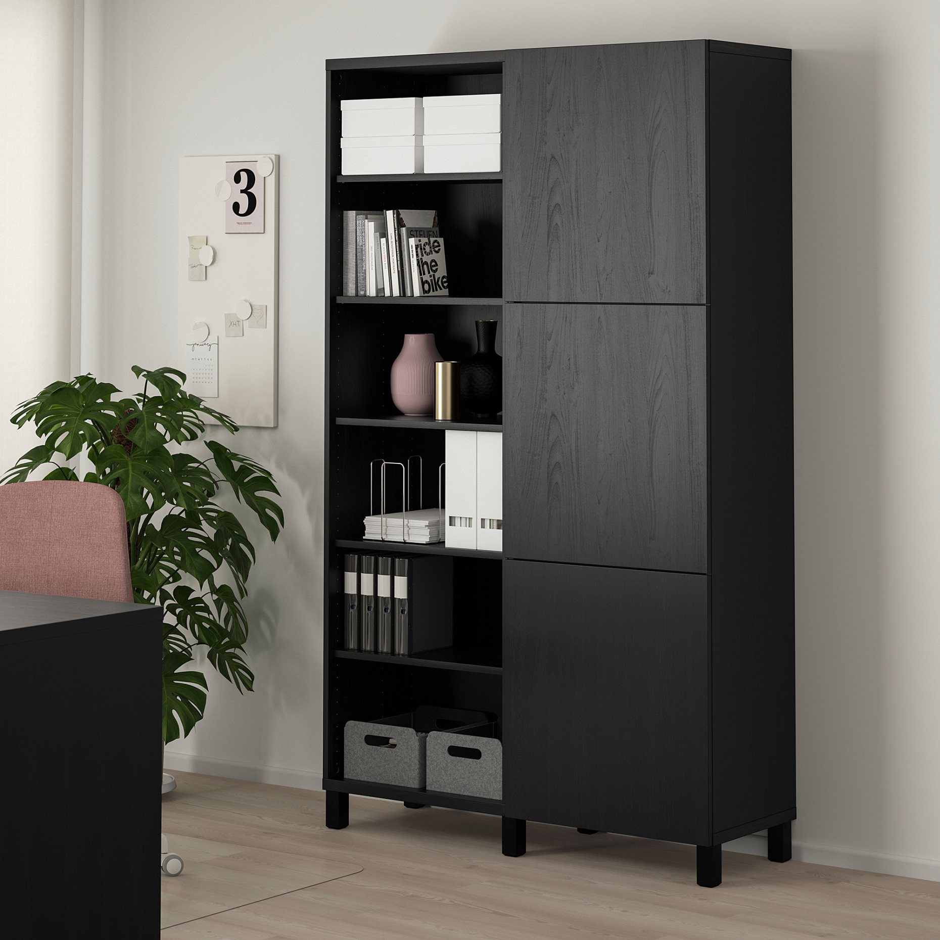BESTÅ, storage combination with doors, 120x42x202 cm, 593.017.65