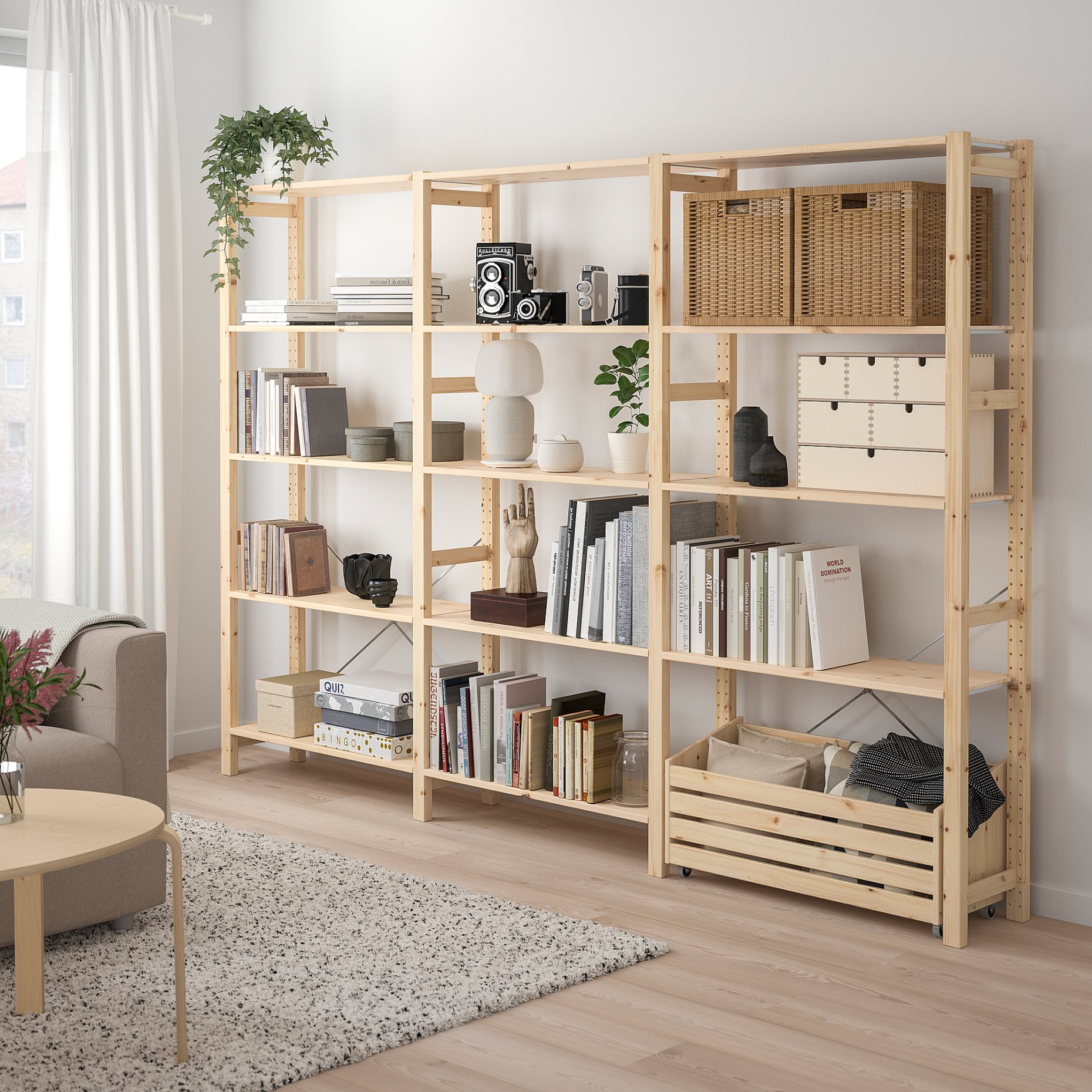 IVAR, shelving unit with storage box, 259x30x179 cm, 594.038.44