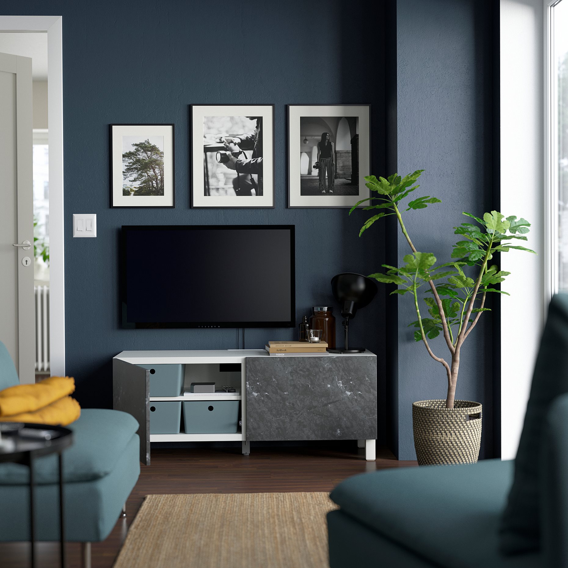 BESTÅ, έπιπλο TV με πόρτες, 120x42x48 cm, 594.194.49