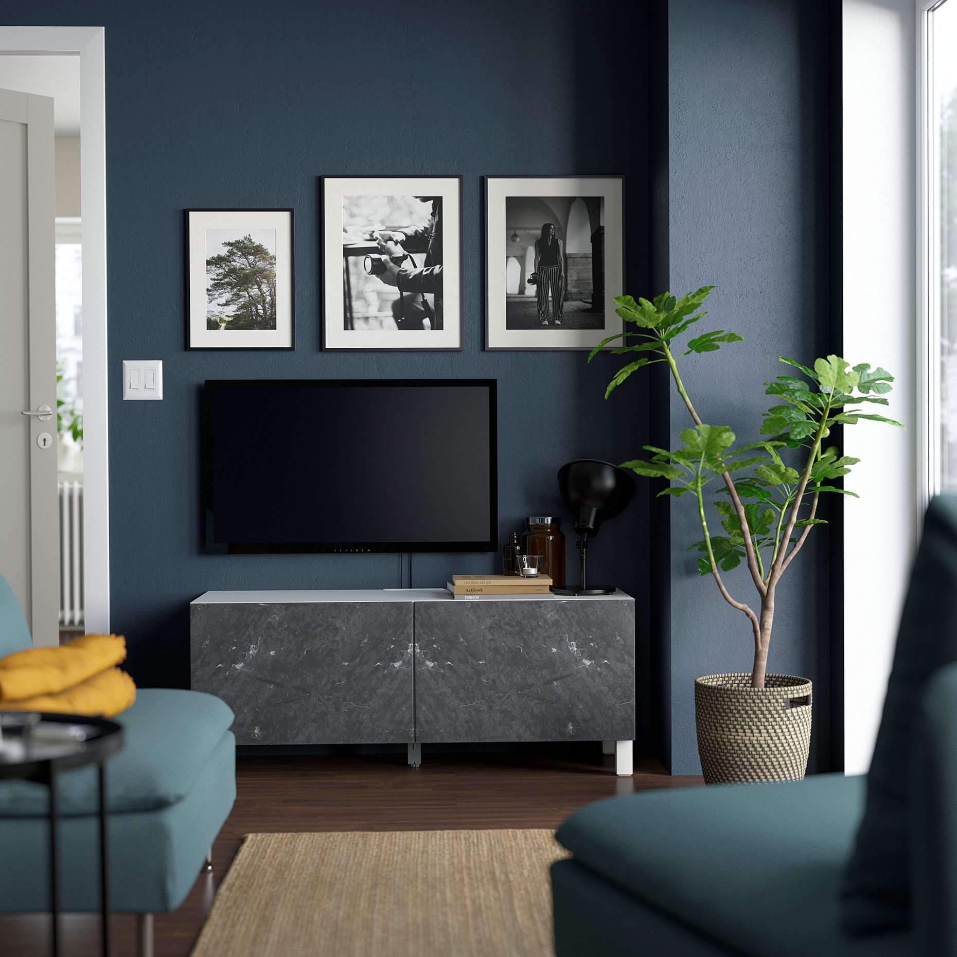 BESTÅ, έπιπλο TV με πόρτες, 120x42x48 cm, 594.194.49