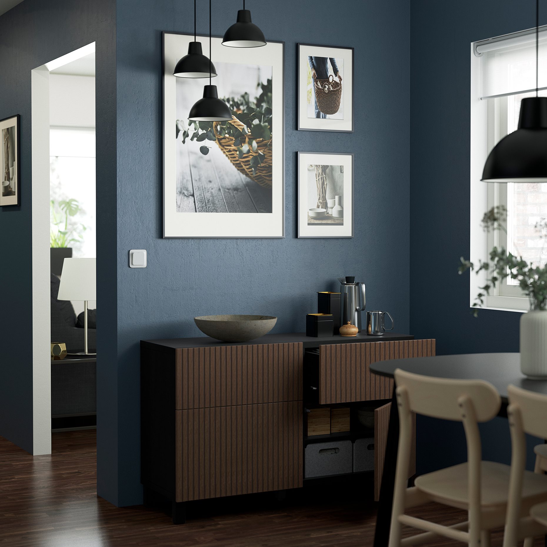BESTÅ, storage combination with doors/drawers push-open, 120x42x74 cm, 594.215.22