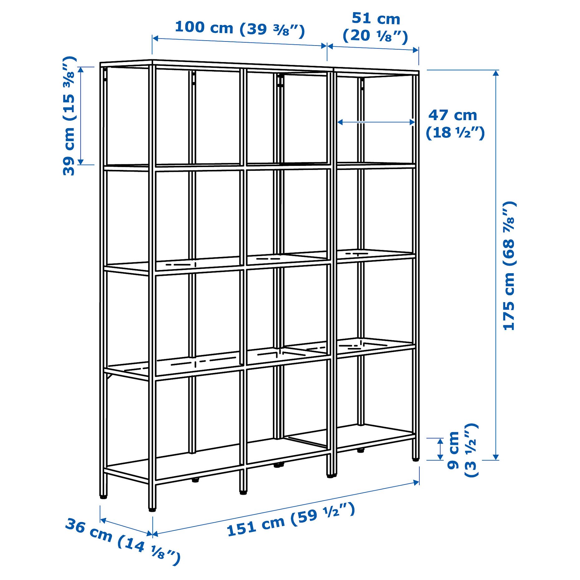 VITTSJÖ, storage combination, 151x36x175 cm, 599.026.58