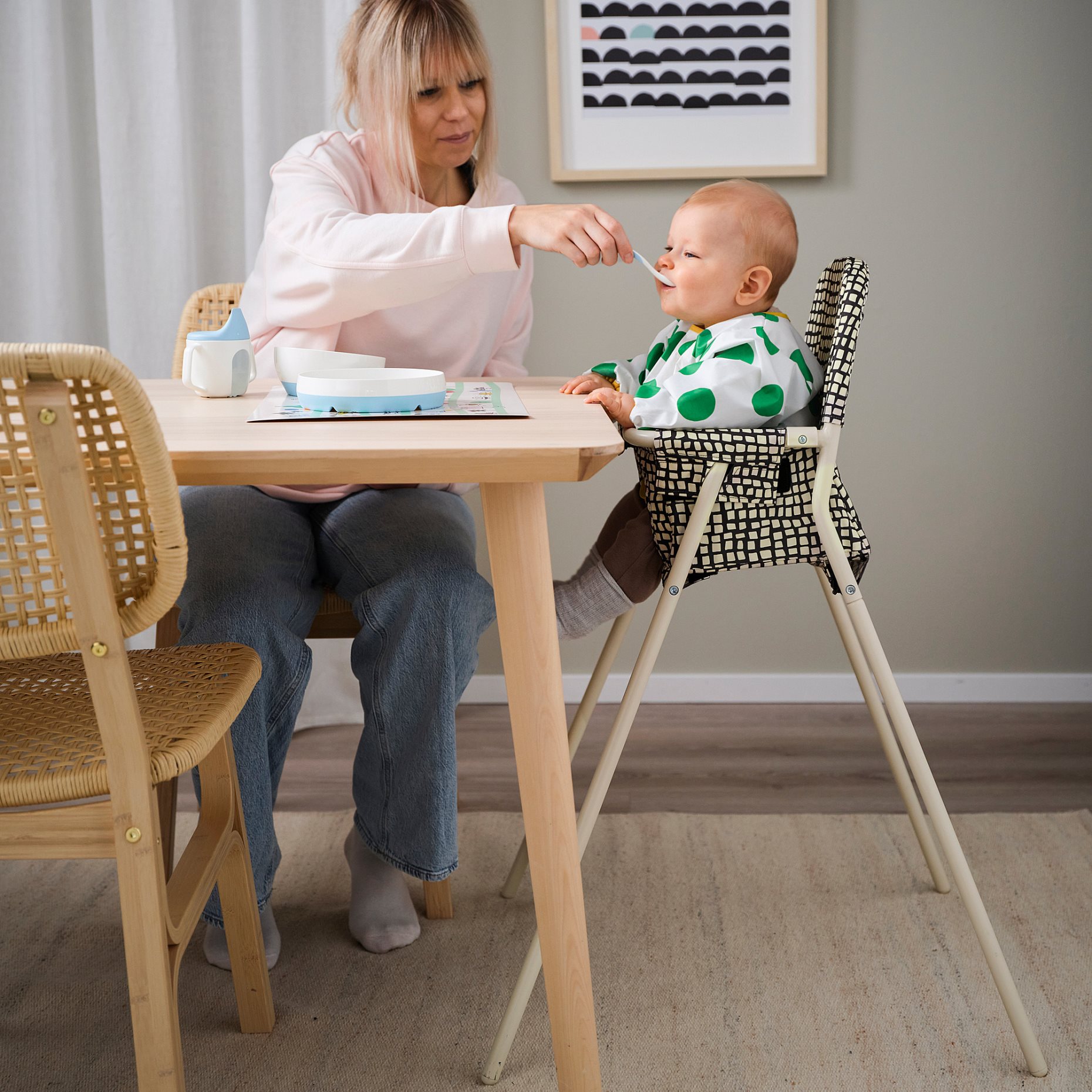 SANDKATT, highchair with tray, 606.166.46