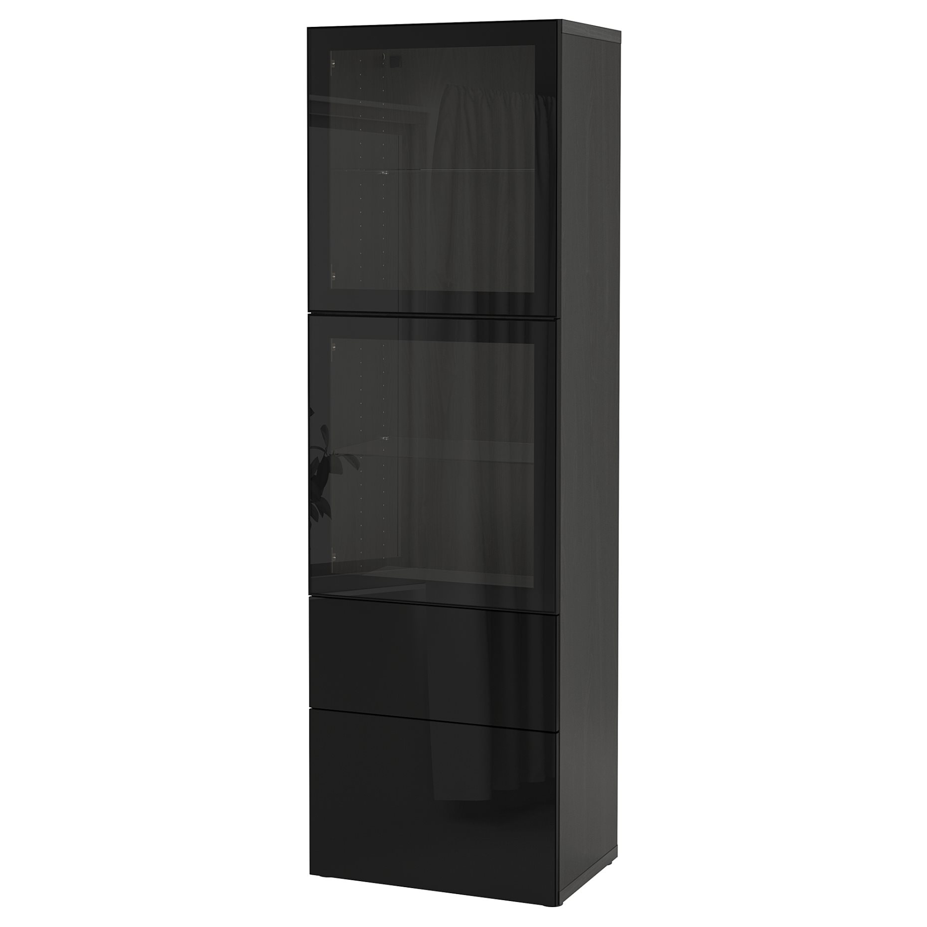 BESTÅ, storage combination with glass doors/drawers soft closing, 60x42x193 cm, 693.011.09
