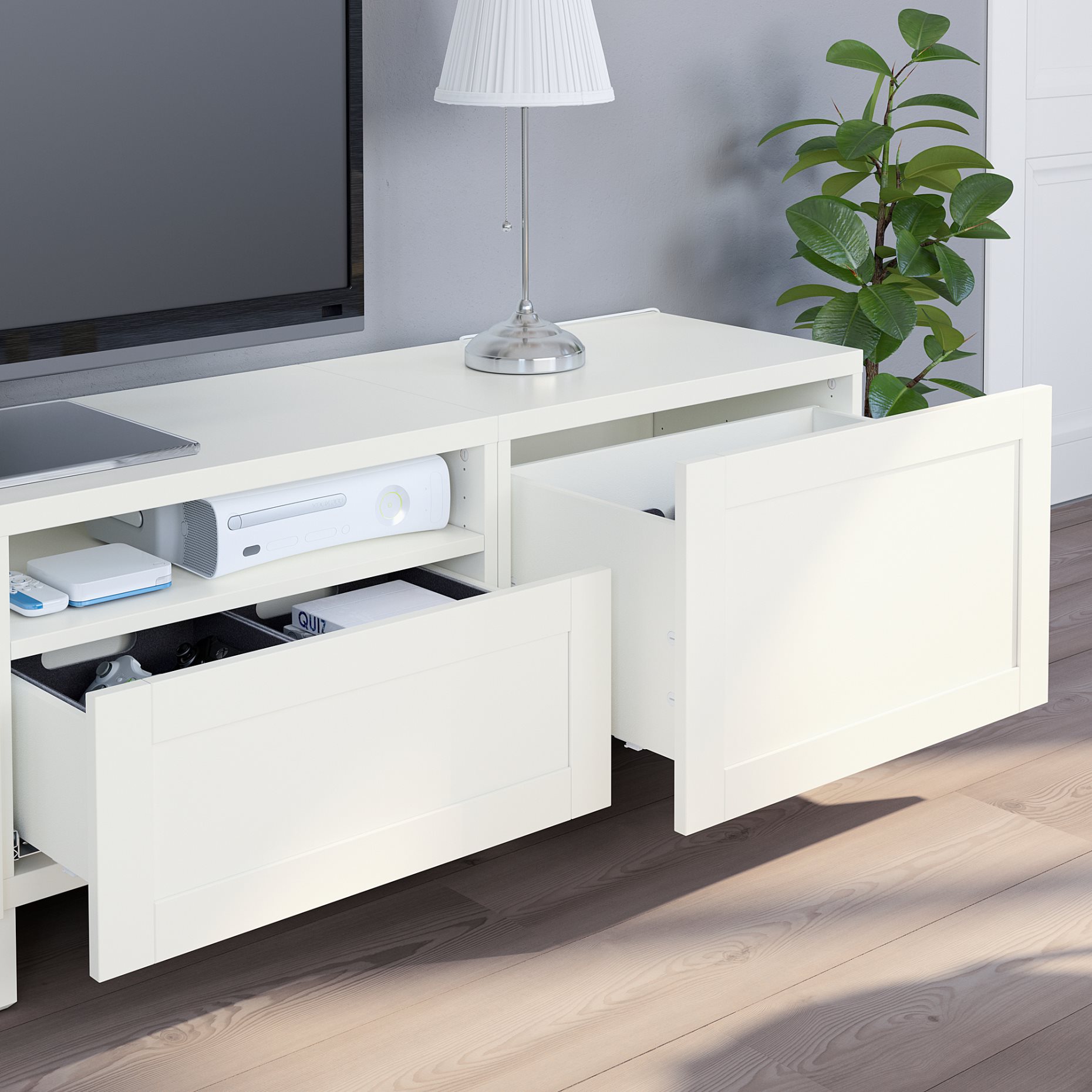 BESTÅ, TV storage combination/doors/drawers push open, 240x42x230 cm, 694.119.52