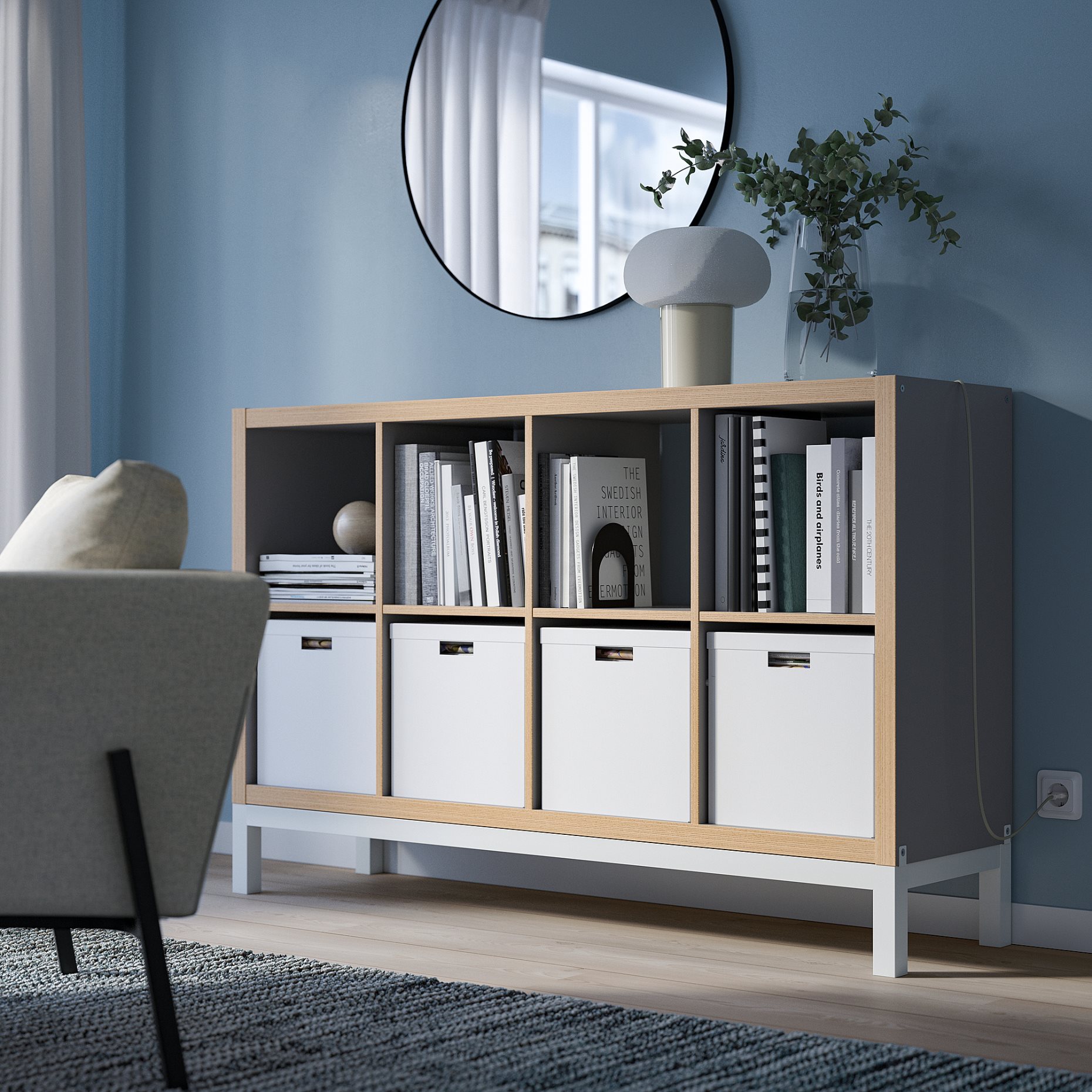 KALLAX, shelving unit with underframe, 147x94 cm, 694.426.80