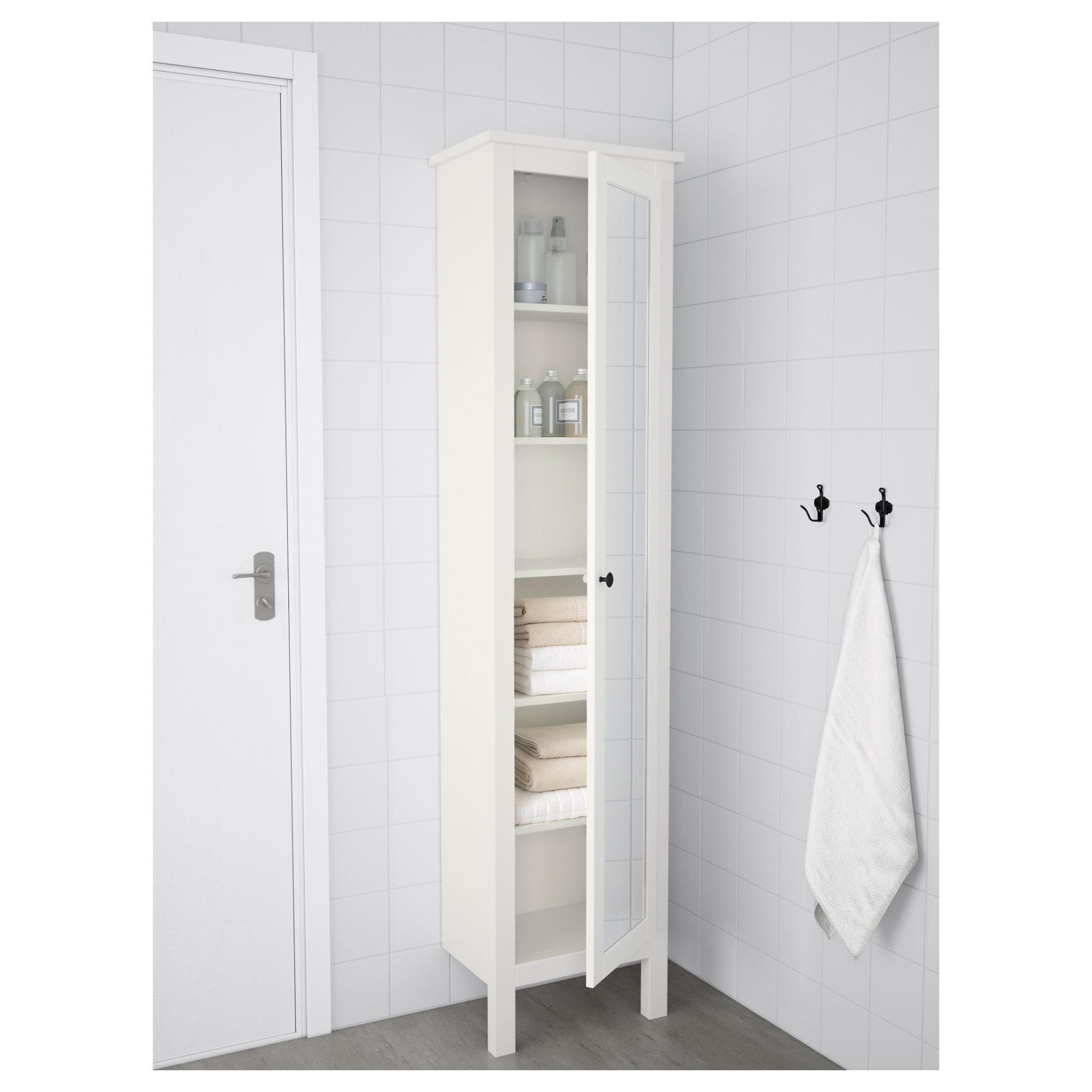 HEMNES, high cabinet with mirror door, 702.176.85