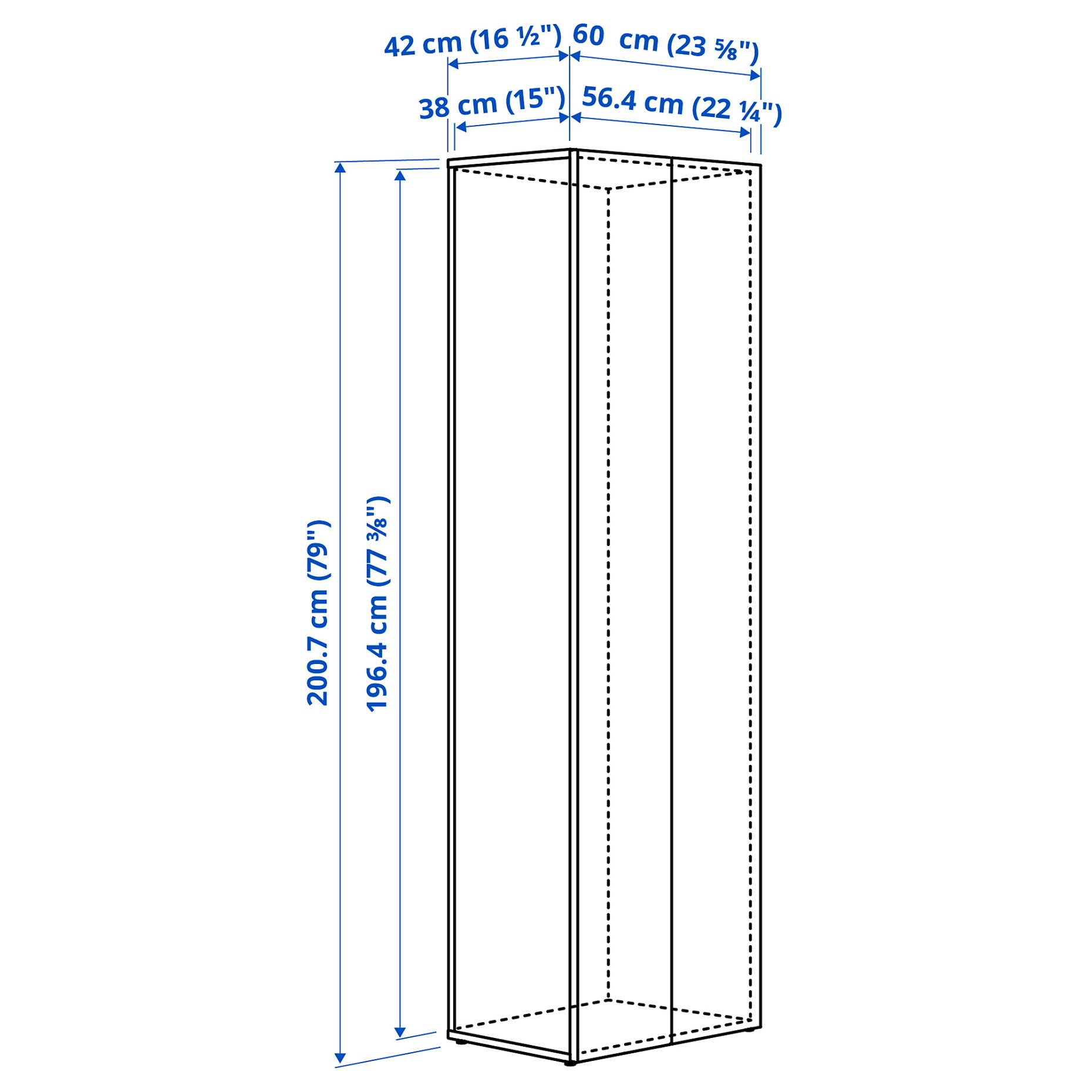 LASTARE, frame with doors, 60x42x200 cm, 705.964.74