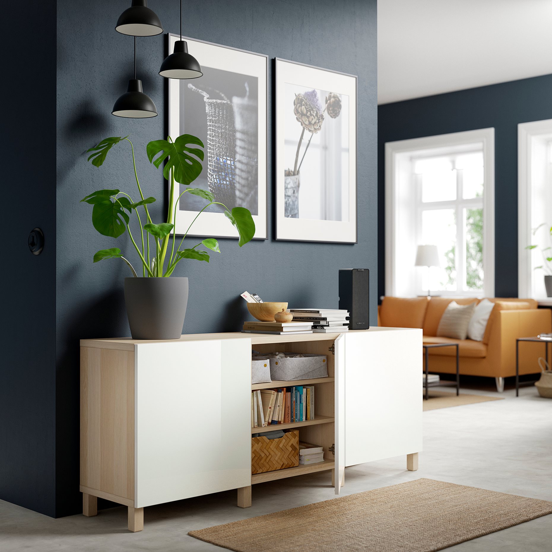 BESTÅ, storage combination with doors, 180x42x74 cm, 791.398.34
