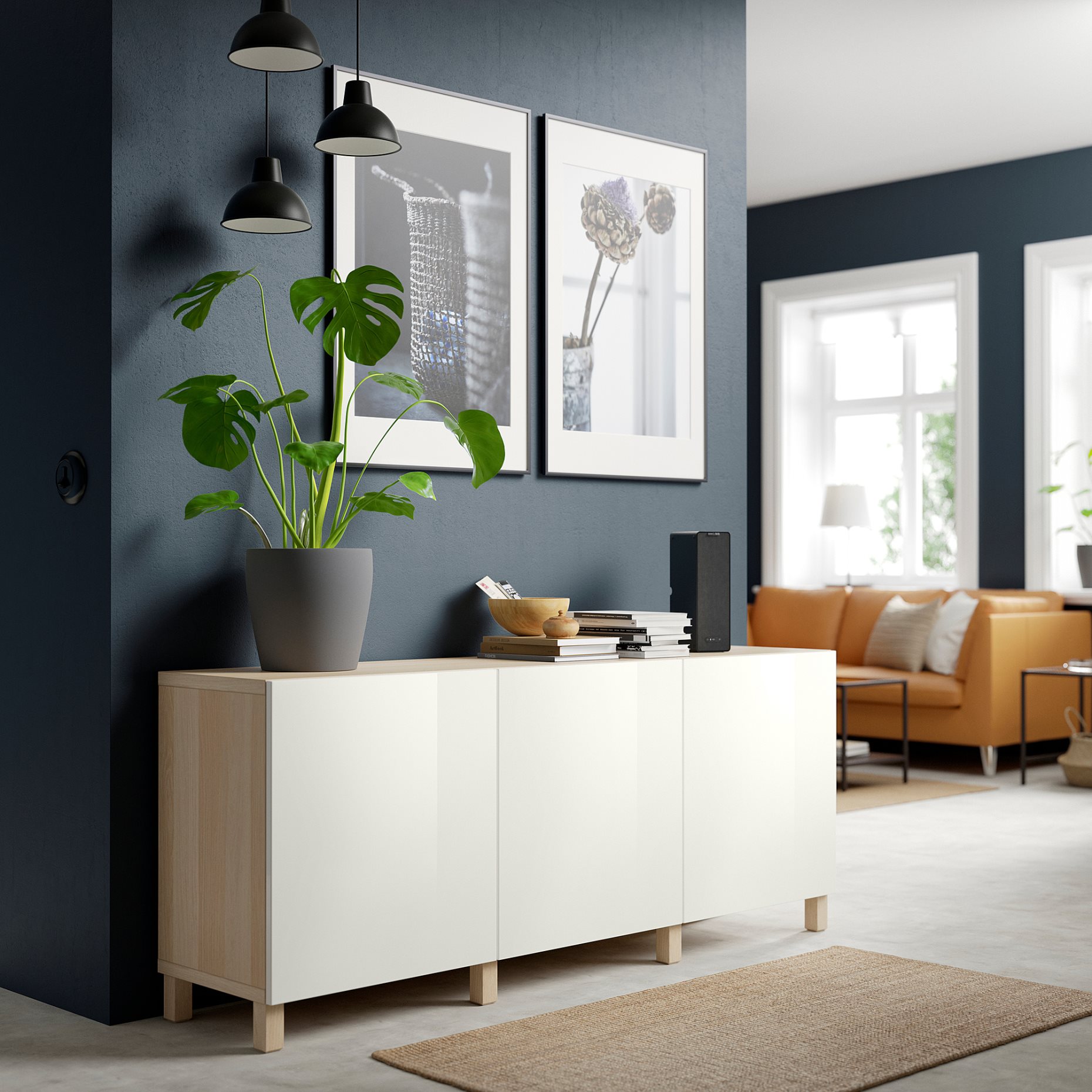 BESTÅ, storage combination with doors, 180x42x74 cm, 791.398.34