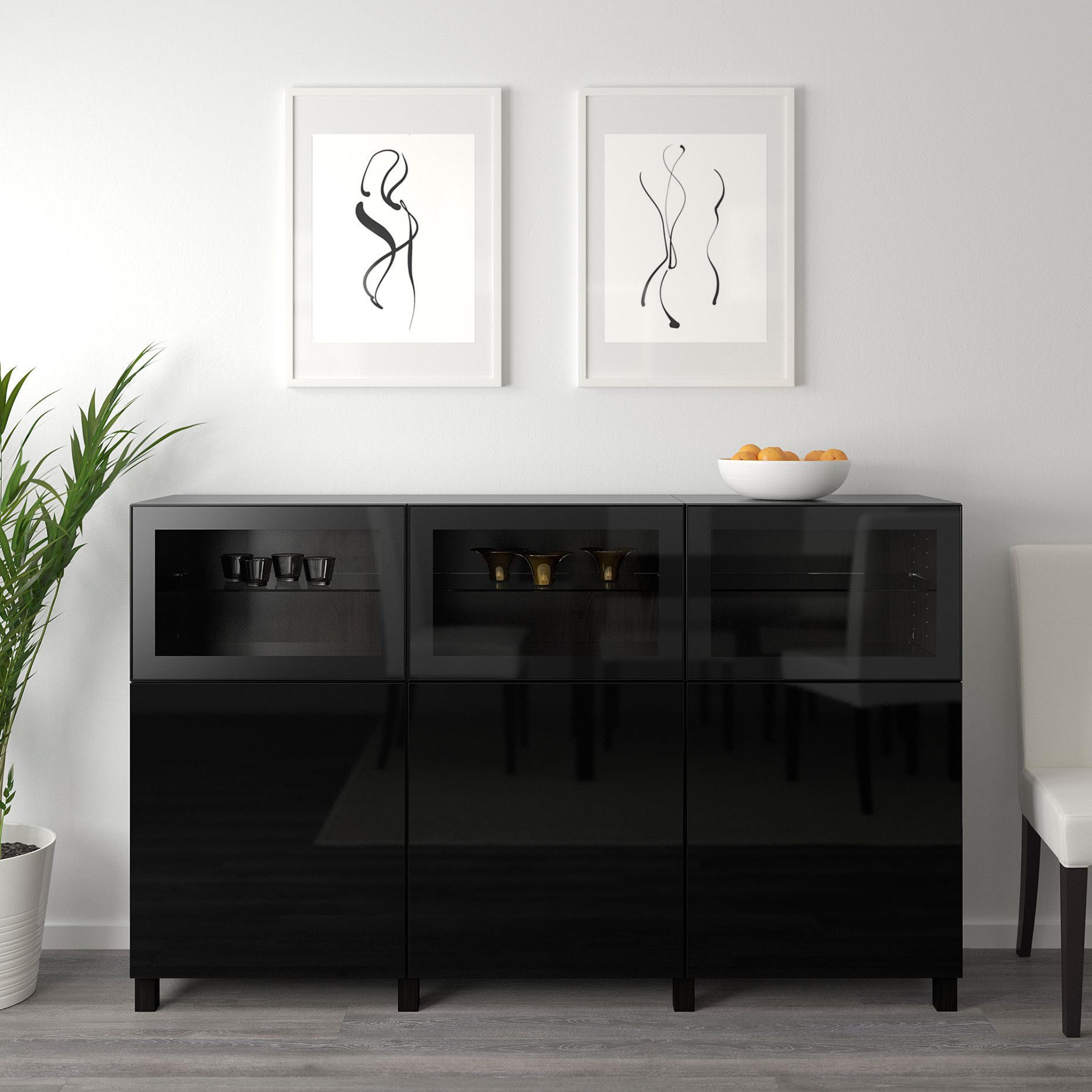BESTÅ, σύνθεση αποθήκευσης με πόρτες, 180x42x112 cm, 792.081.82