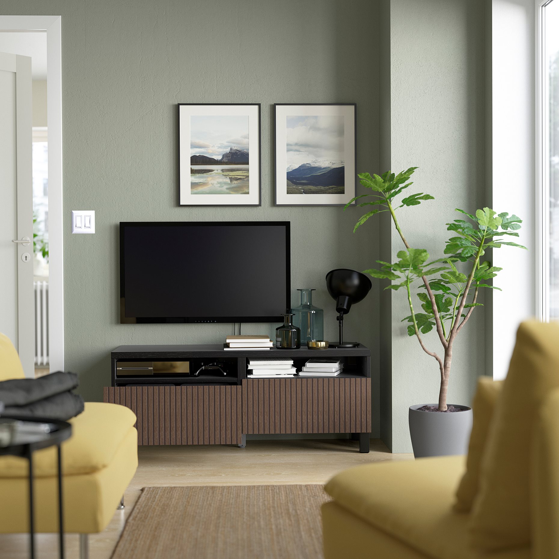 BESTÅ, TV bench with drawers soft closing, 120x42x48 cm, 794.358.63