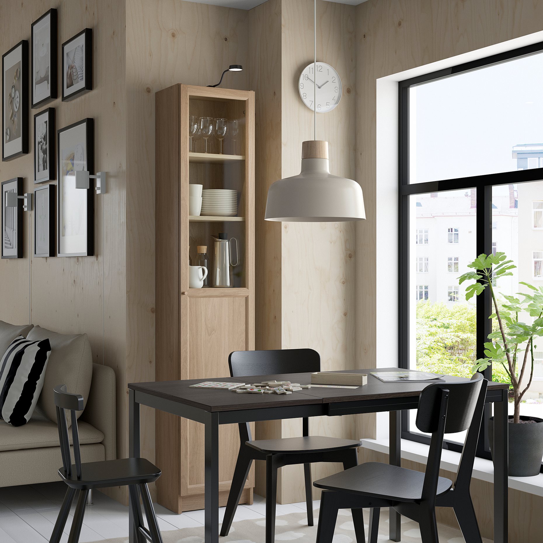 BILLY/OXBERG, bookcase with panel/glass door, 40x30x202 cm, 794.833.40