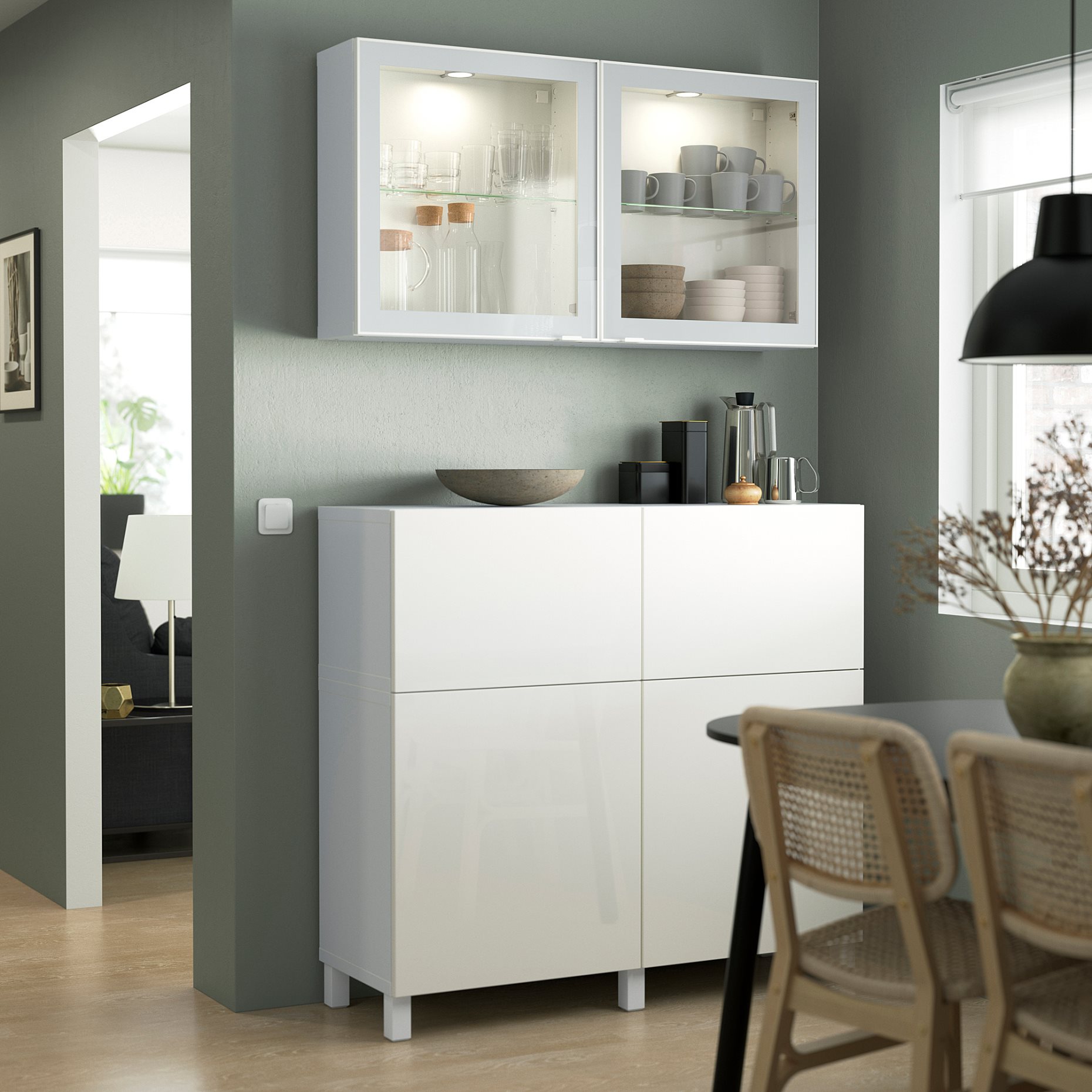 BESTÅ, storage combination with doors/drawers push open, 120x42x213 cm, 794.888.23