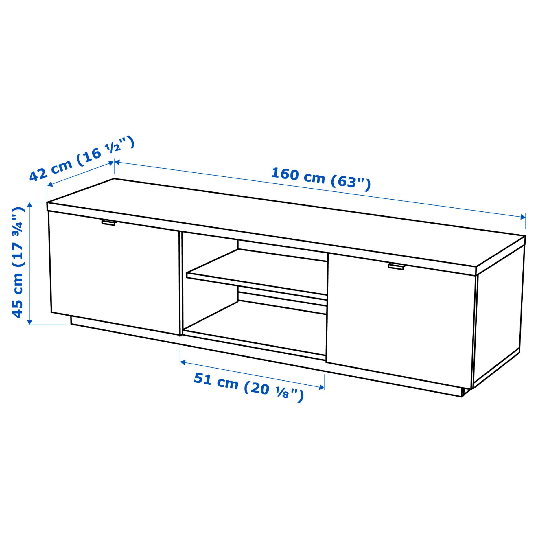 BYÅS, TV bench/high-gloss, 160x42x45 cm, 802.277.97