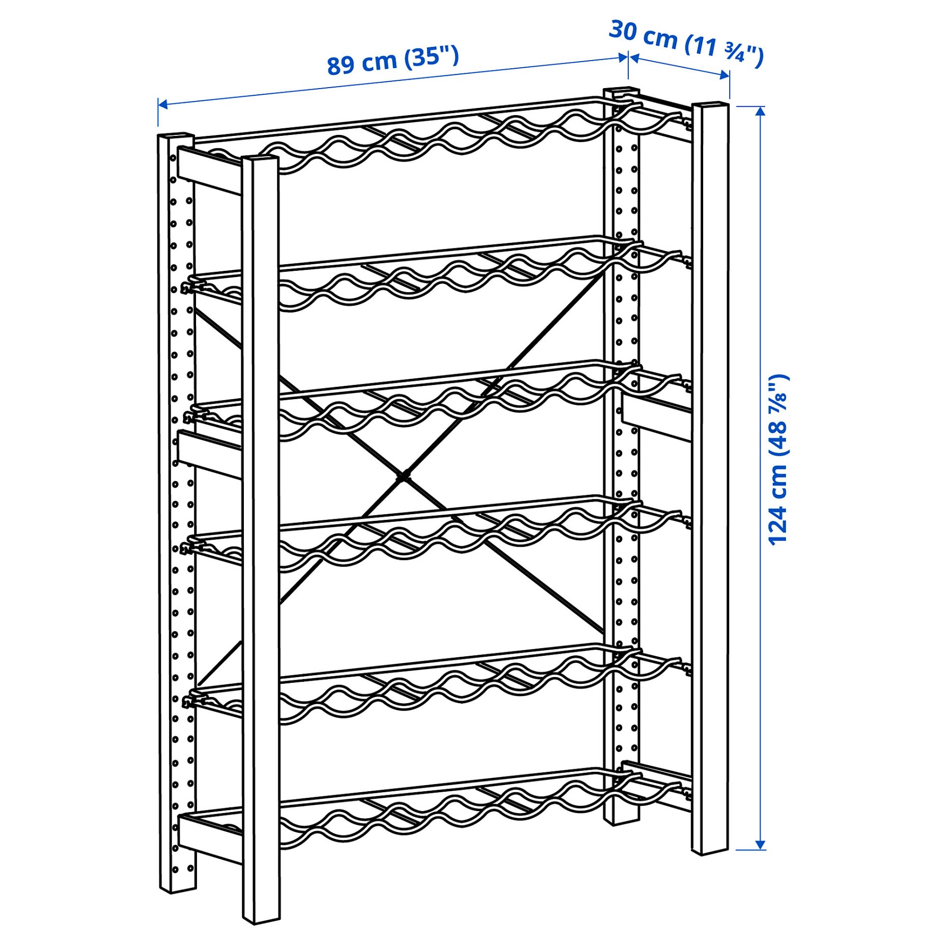 IVAR, 1 section/bottle racks, 89x30x124 cm, 894.038.14