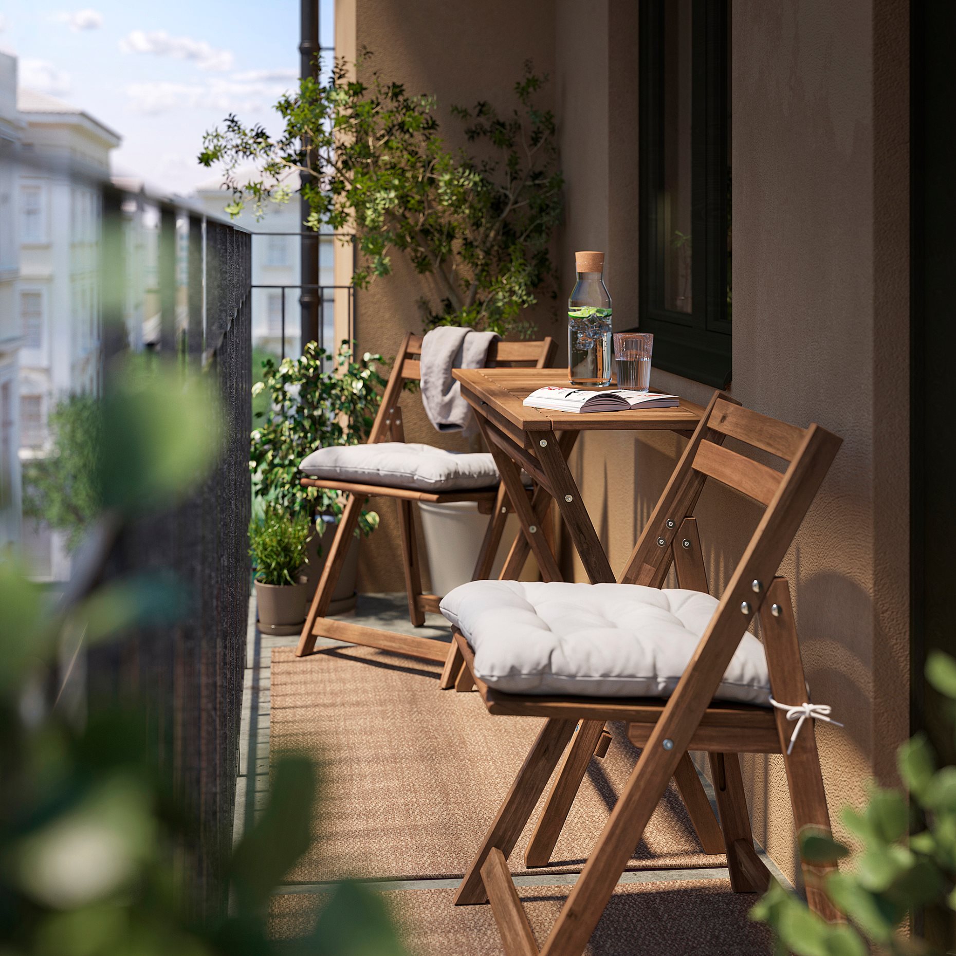 NÄMMARÖ, table and 2 chairs, folding/outdoor, 108x37 cm, 895.817.88