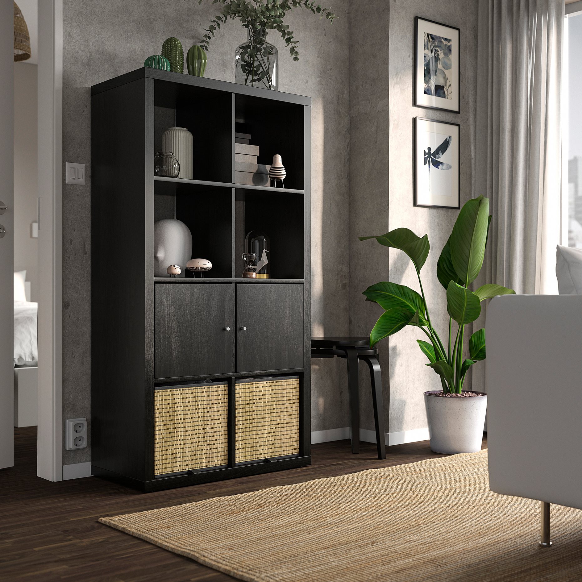 KALLAX, shelving unit with doors, 990.174.45
