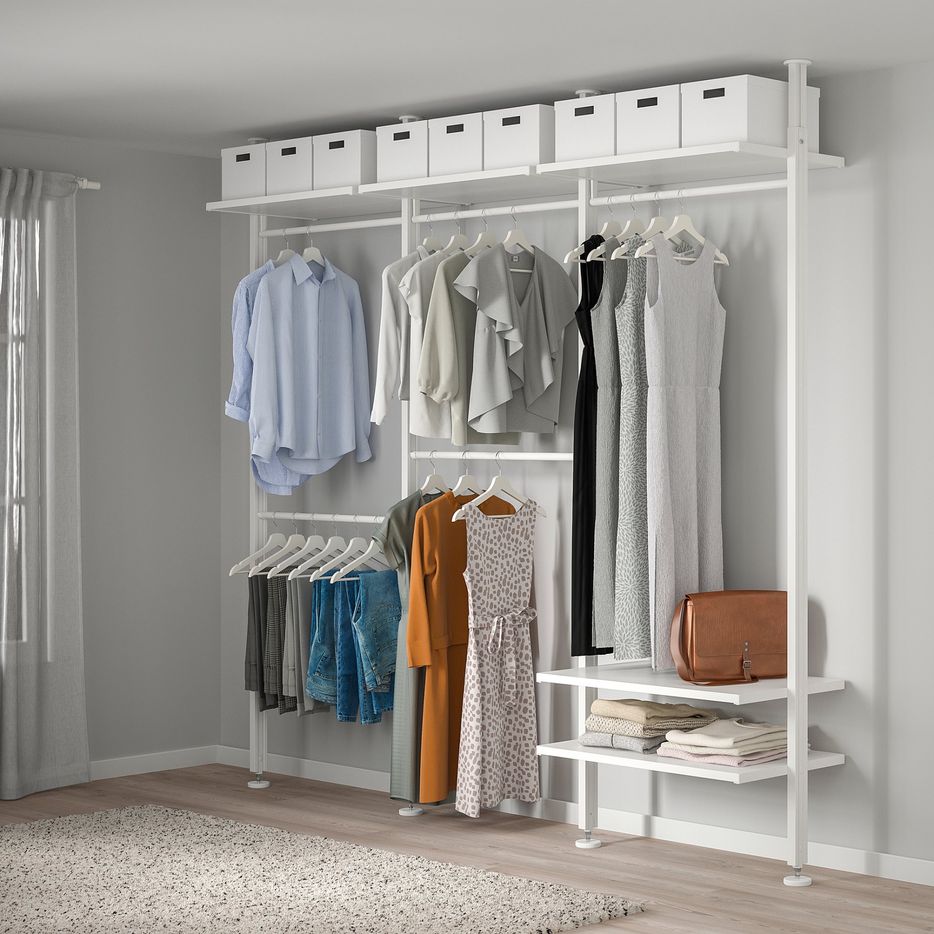 ELVARLI, wardrobe combination, 258x51x222-350 cm, 991.573.70