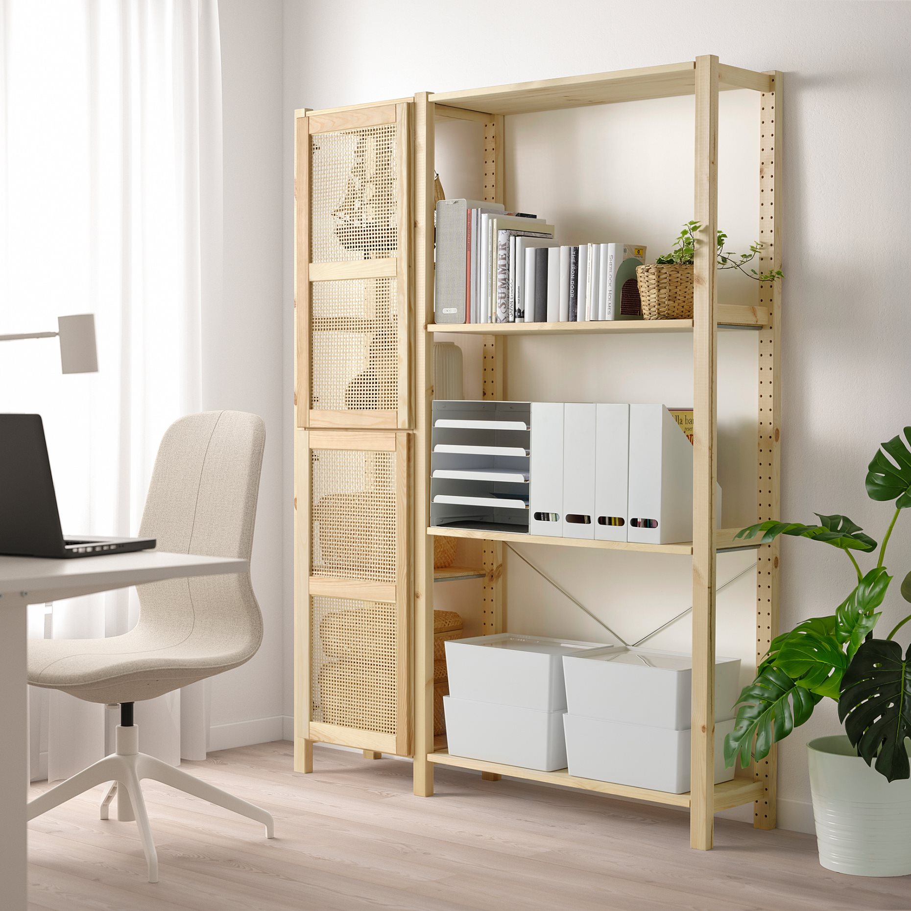 IVAR, shelving unit with doors, 134x30x179 cm, 994.034.70