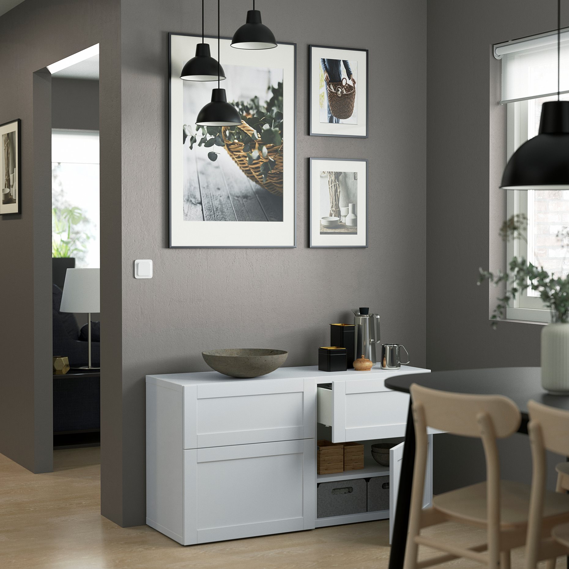 BESTÅ, storage combination with doors/drawers push-open, 120x42x65 cm, 994.126.34