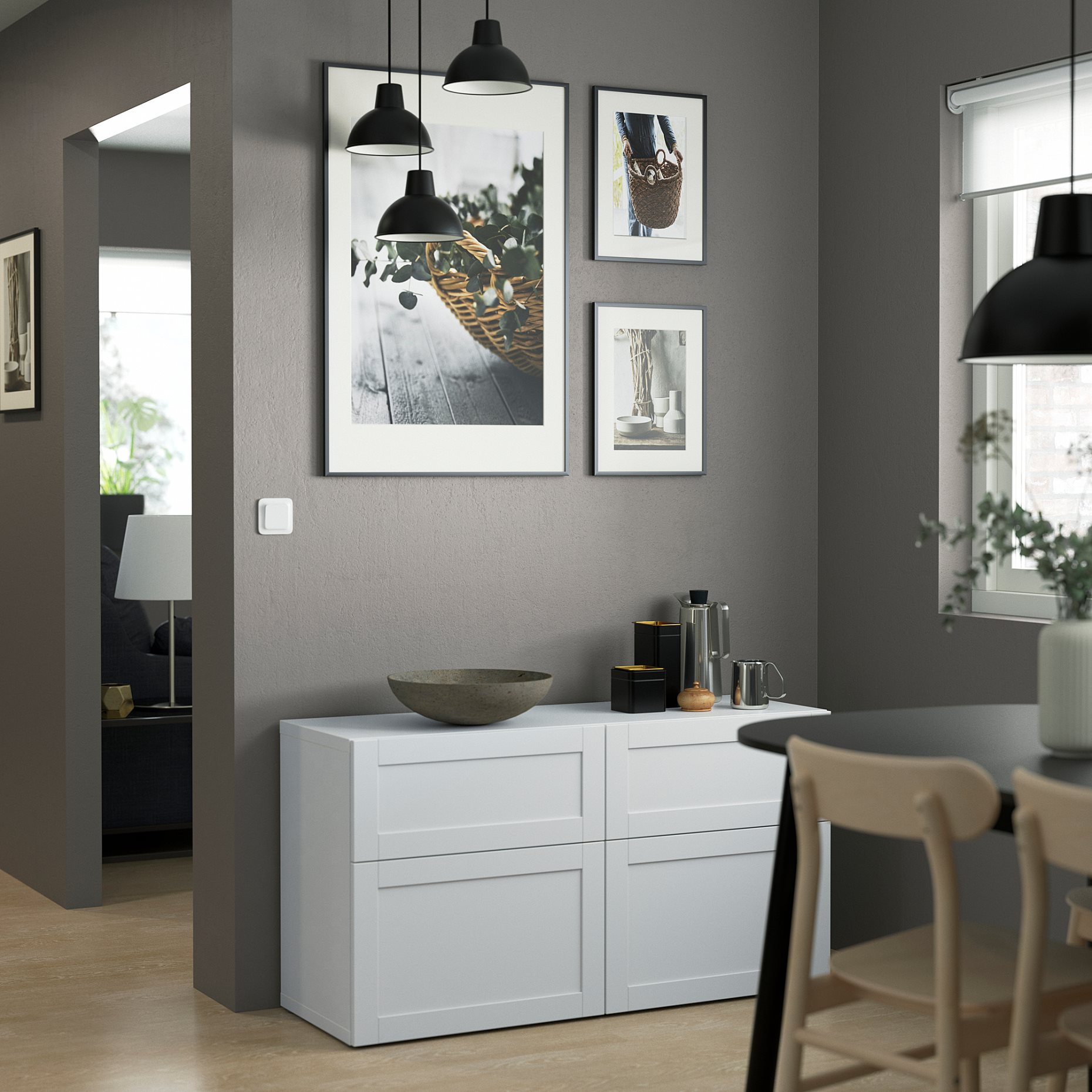BESTÅ, storage combination with doors/drawers push-open, 120x42x65 cm, 994.126.34