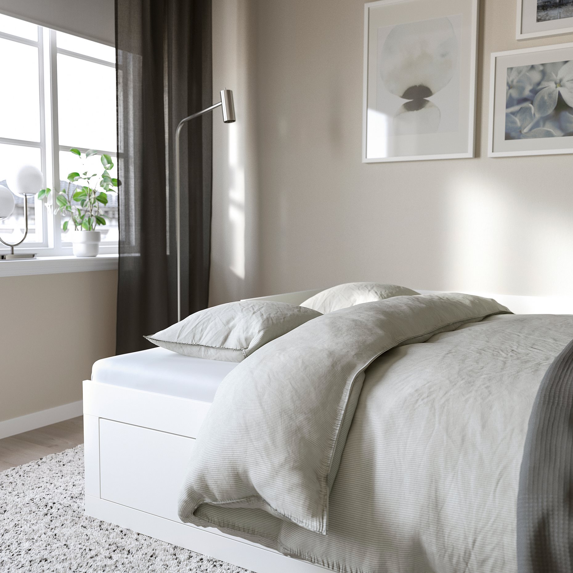 BRIMNES, κρεβάτι επισκέπτη day bed 2 συρτάρια/2 στρώματα, 80x200 cm, 994.945.02