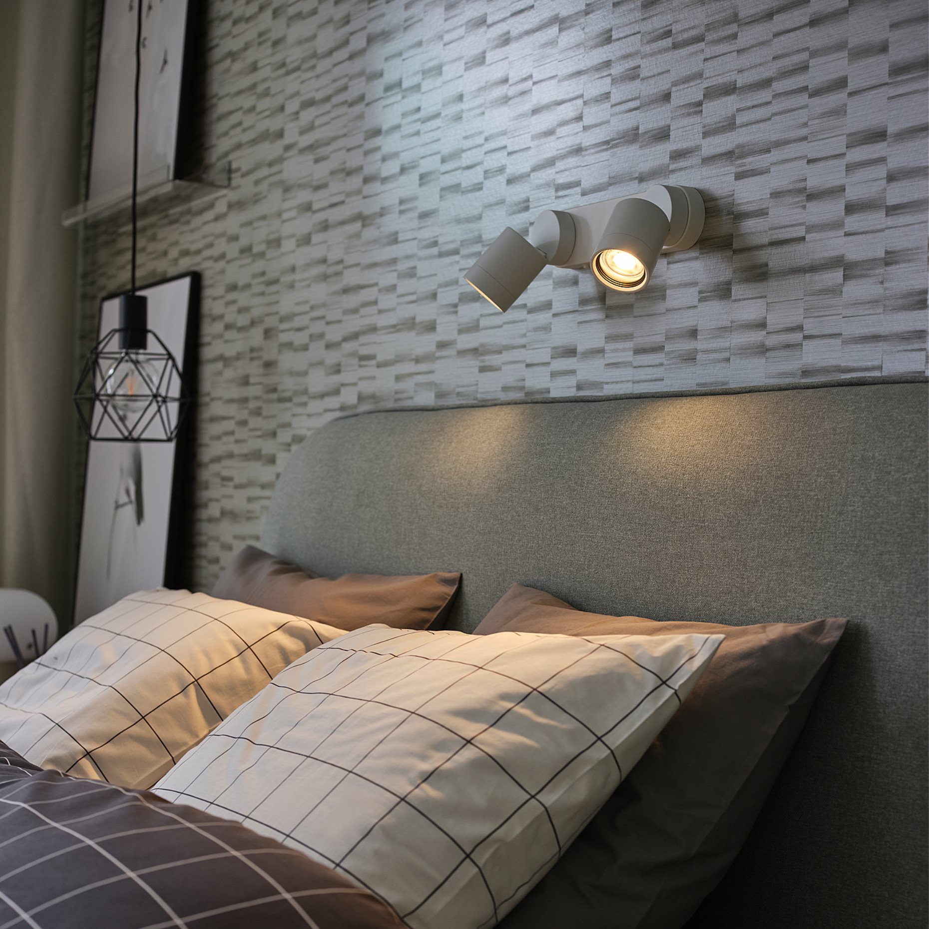 NYMÅNE, wall lamp double, wired-in, 004.289.93