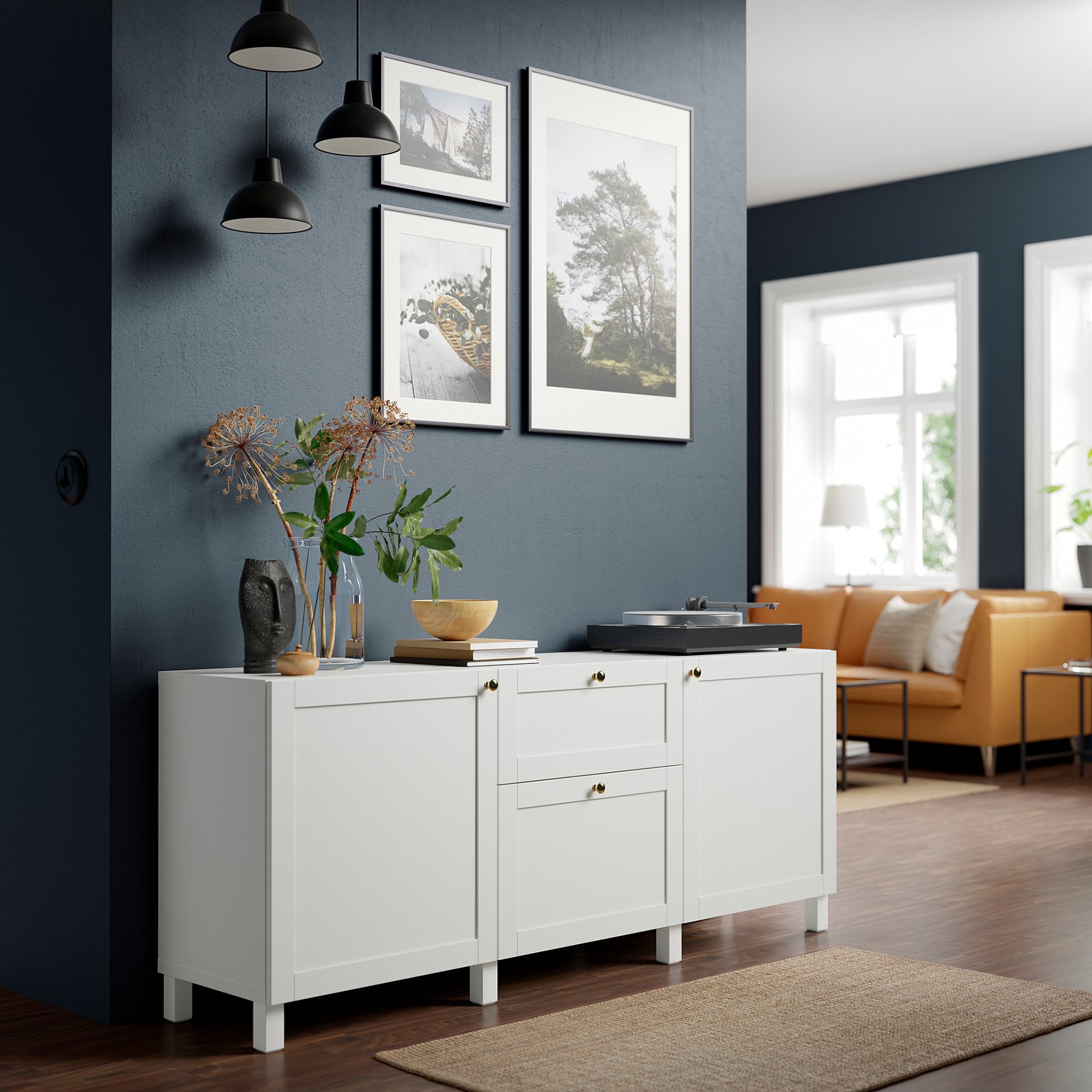 BESTÅ, storage combination with drawers soft-closing, 180x42x74 cm, 091.956.25