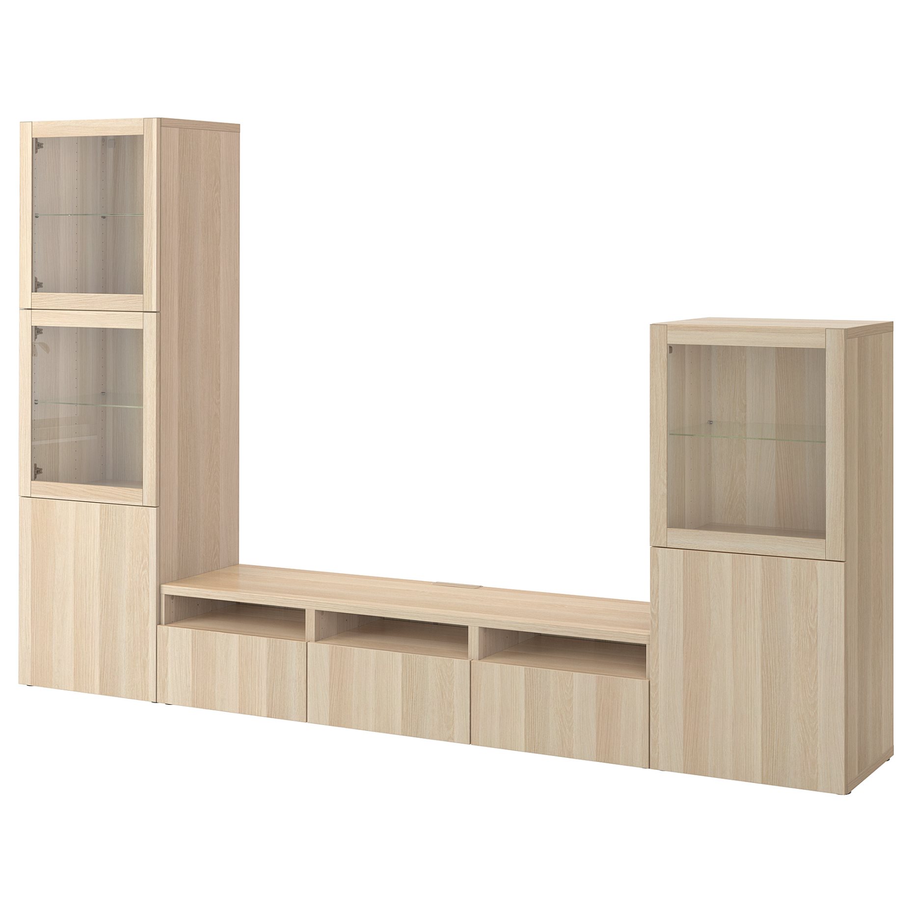 BESTÅ, TV storage combination/glass doors/drawers push open, 300x42x193 cm, 094.063.88